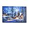 Light up Canvas Wall Decor Printing Snow Covered Trees with a House & Horse Cart Scene 2xAA Battery (Not Inc.) - Night