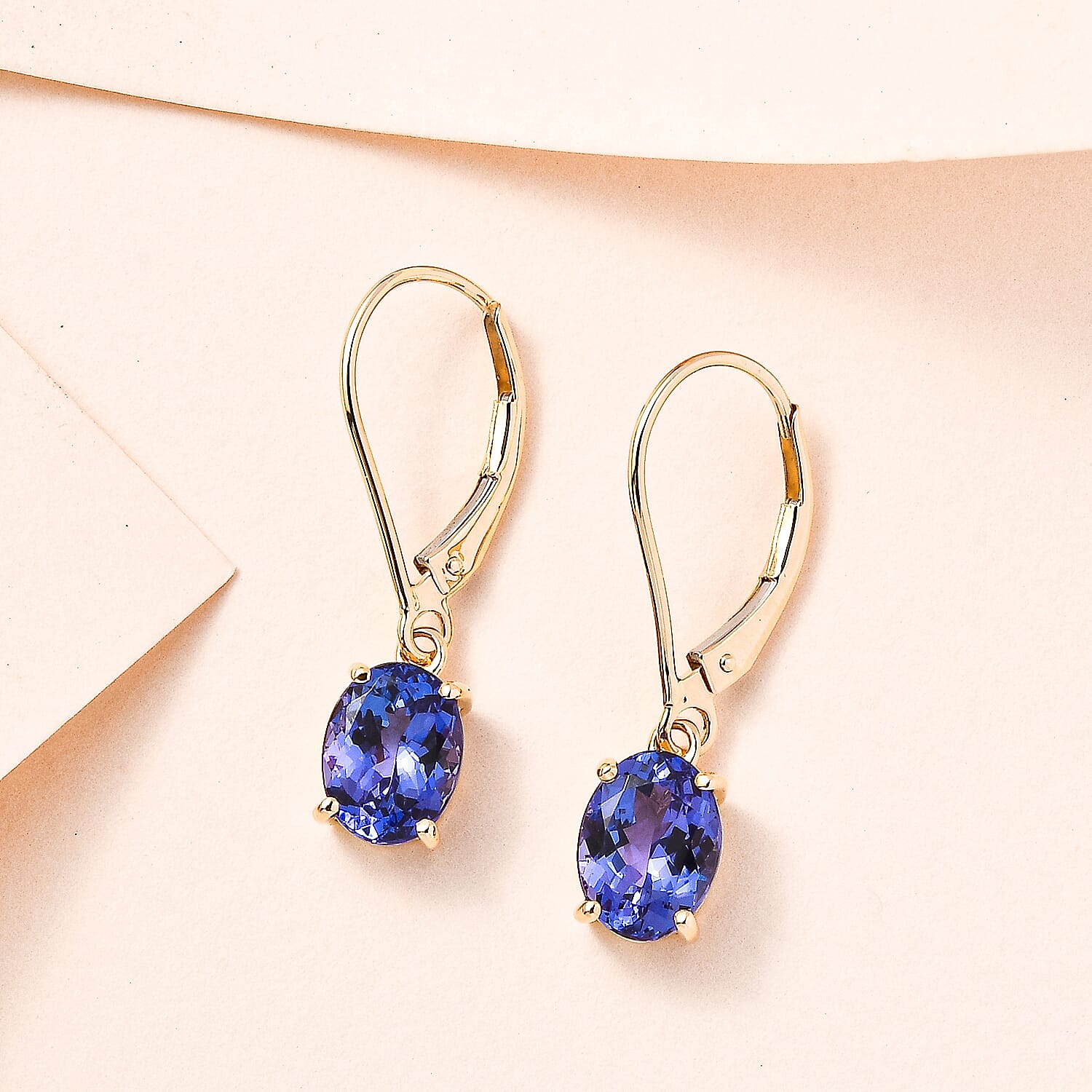 14K Yellow Gold AAA Premium Tanzanite Solitaire Earrings 2.75 Ct