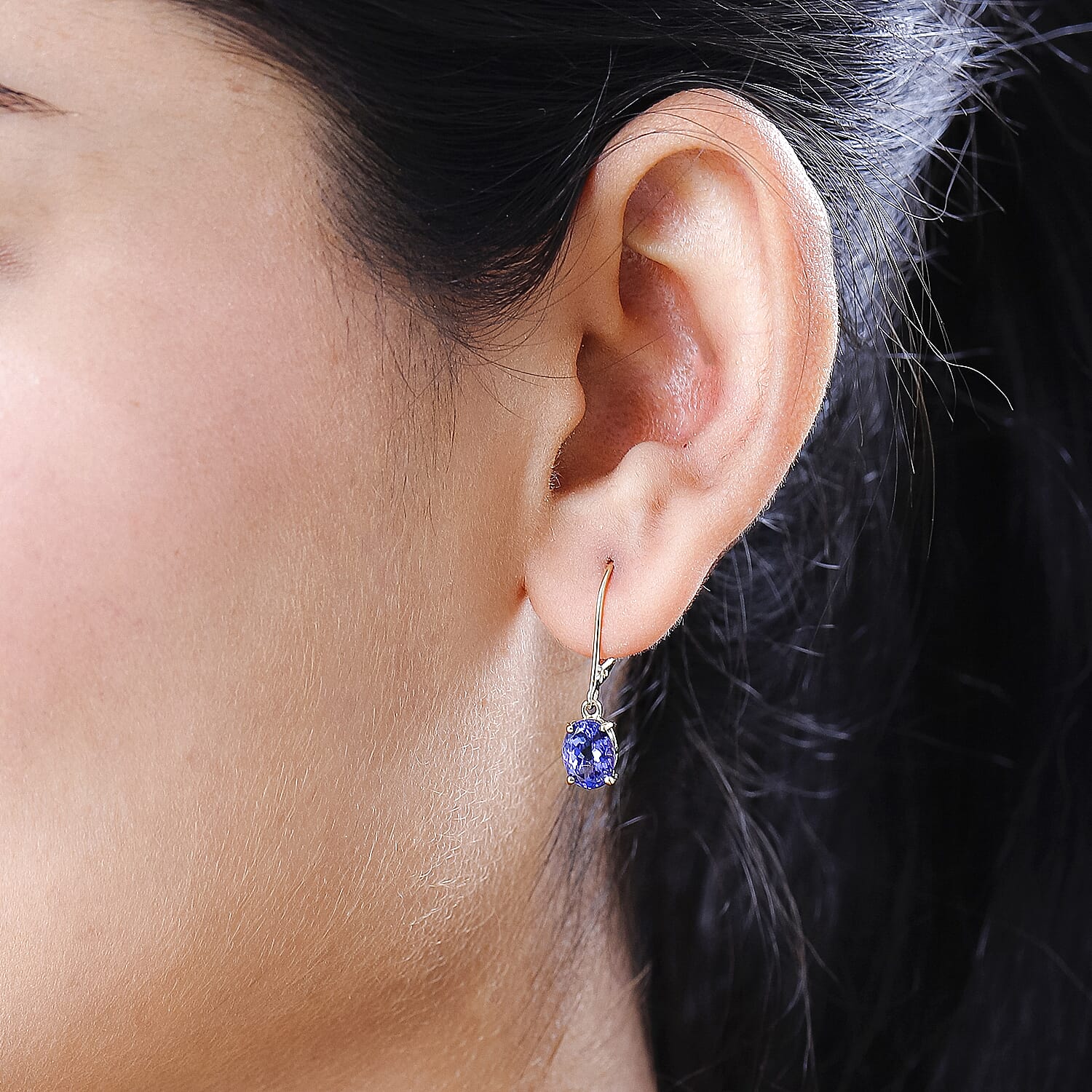 14K Yellow Gold AAA Premium Tanzanite Solitaire Earrings 2.75 Ct