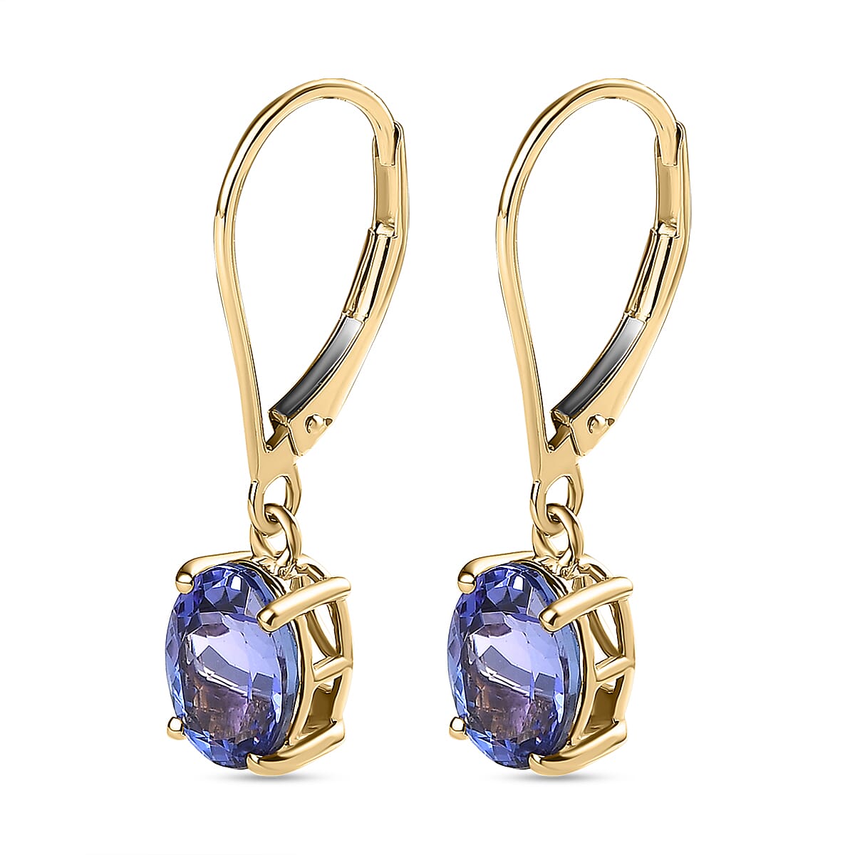 14K Yellow Gold AAA Premium Tanzanite Solitaire Earrings 2.75 Ct