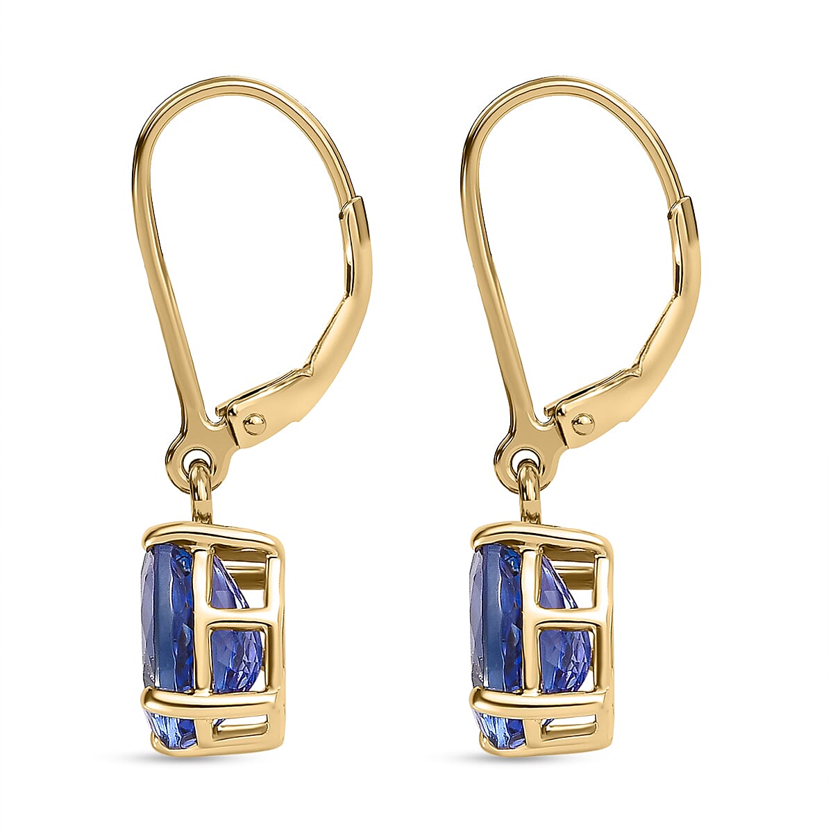 14K Yellow Gold AAA Premium Tanzanite Solitaire Earrings 2.75 Ct