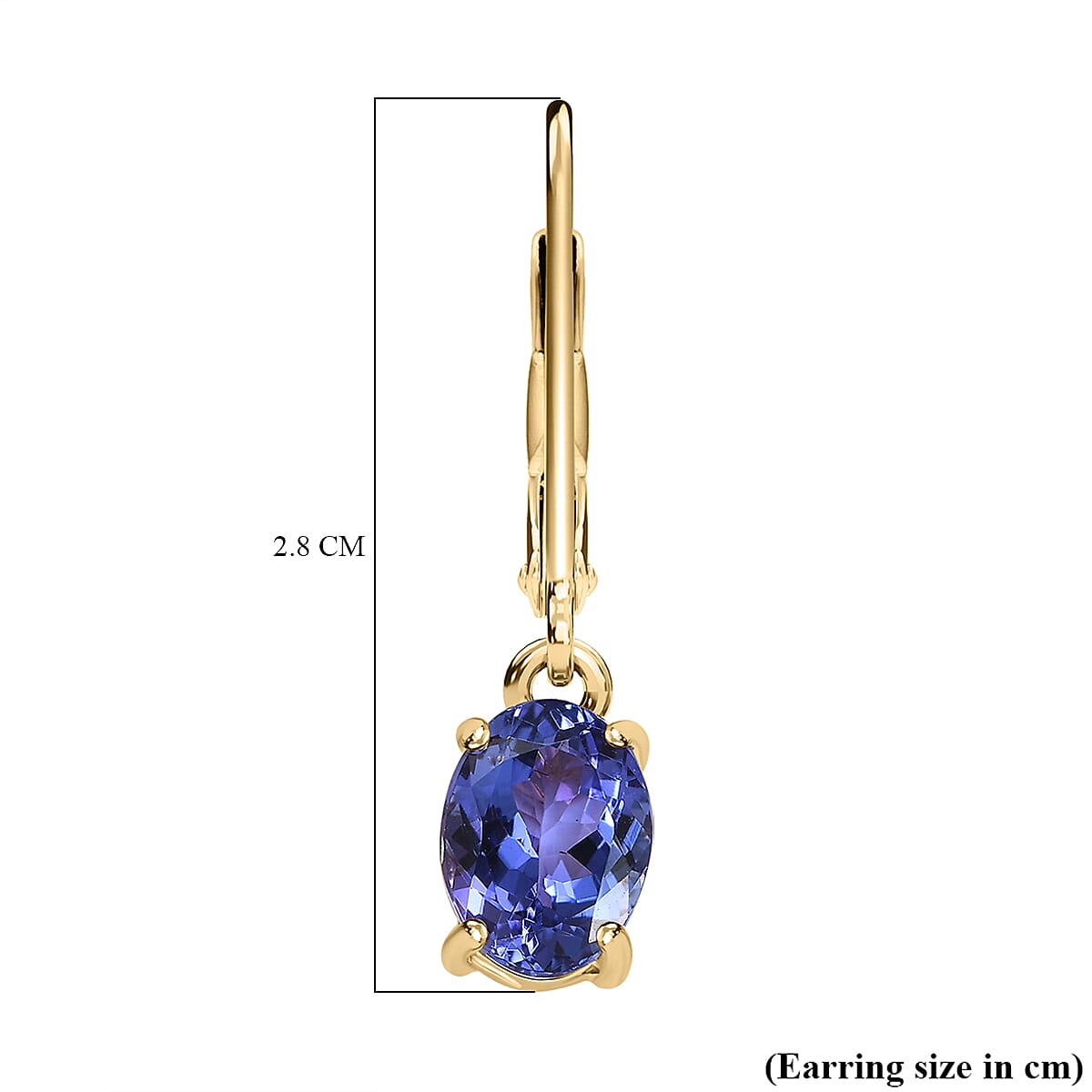 14K Yellow Gold AAA Premium Tanzanite Solitaire Earrings 2.75 Ct