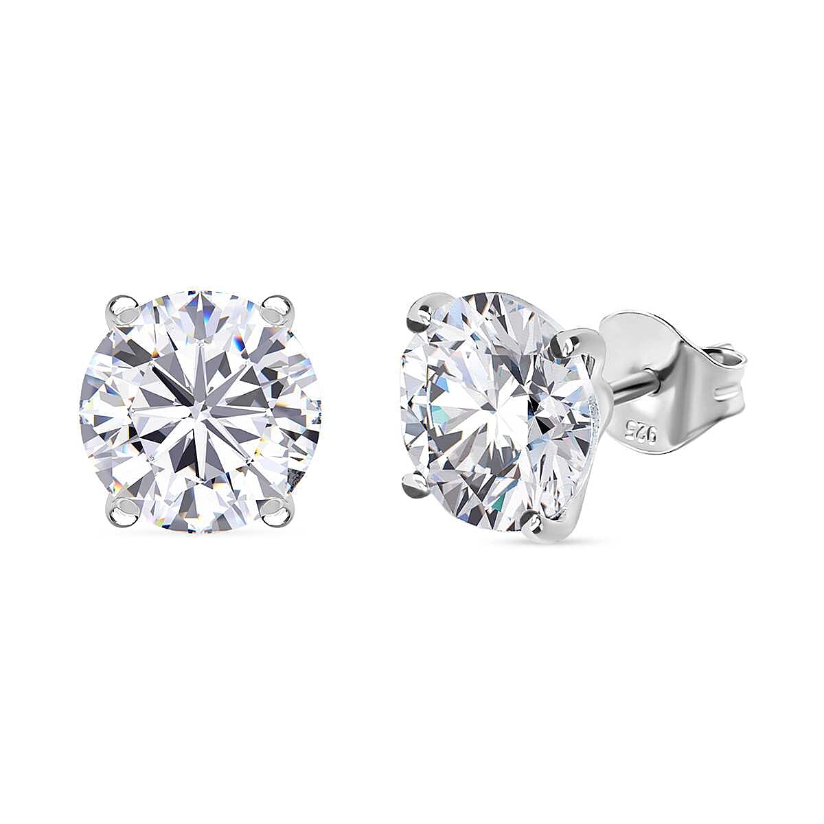 White Austrian Crystal Stud Earrings in Sterling Silver
