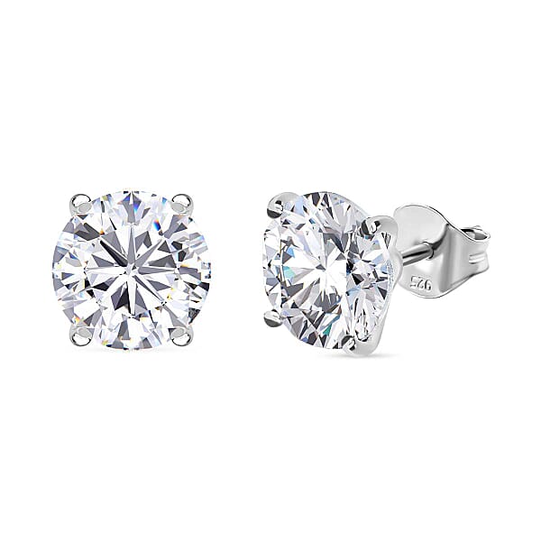 White Austrian Crystal Stud Earrings in Sterling Silver - 7591301 - TJC