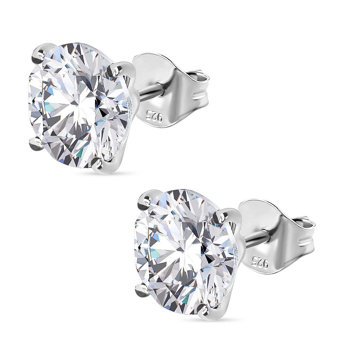 White Austrian Crystal Stud Earrings in Sterling Silver