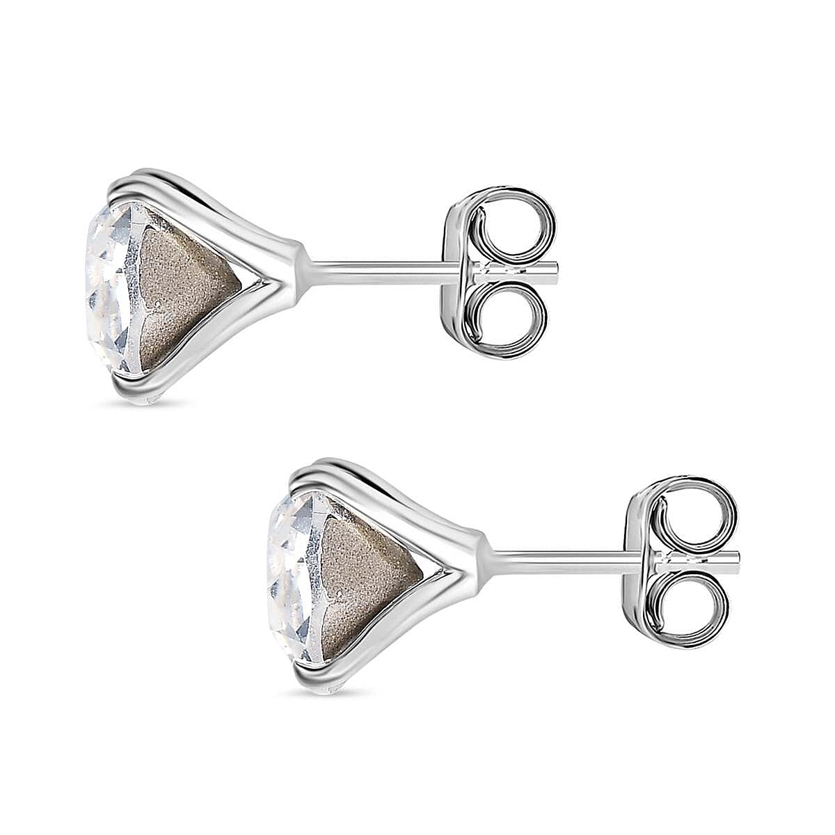 White Austrian Crystal Stud Earrings in Sterling Silver