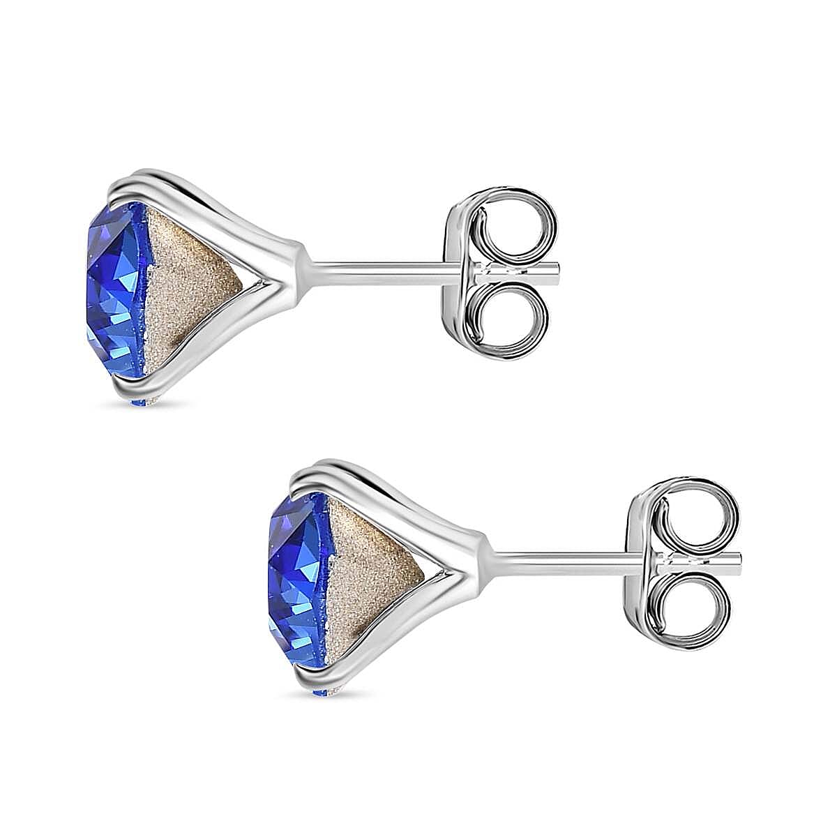 Sapphire Austrian Crystal Stud Earrings in Sterling Silver