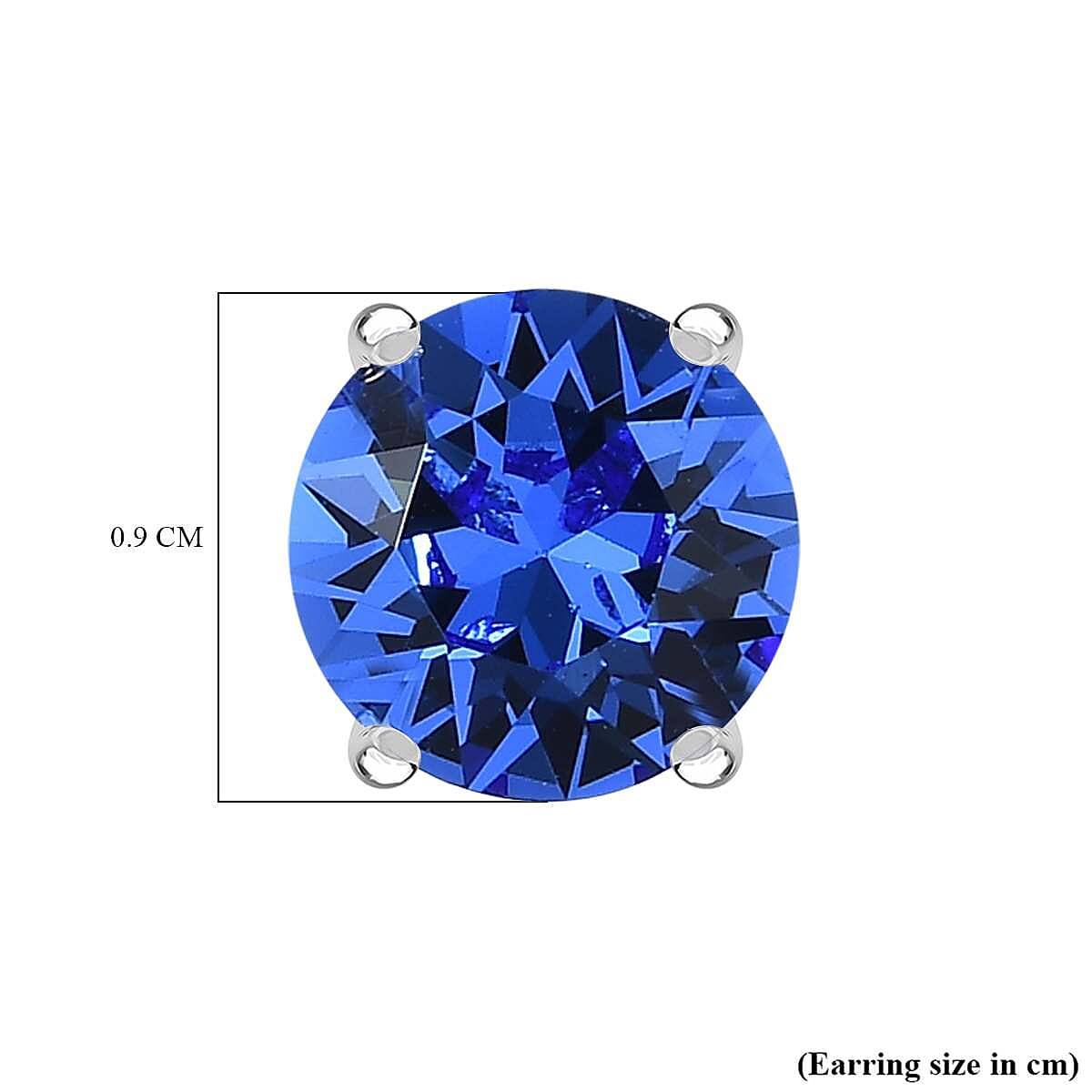 Sapphire Austrian Crystal Stud Earrings in Sterling Silver