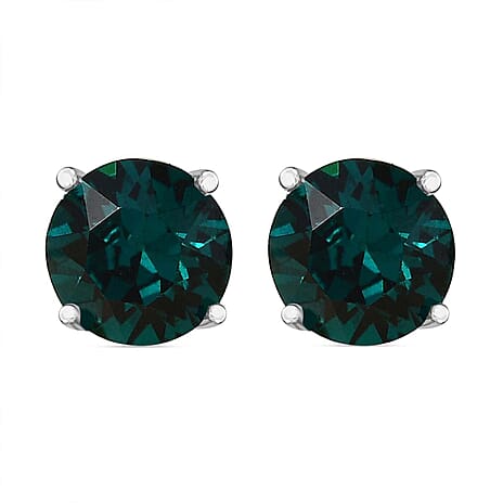 Emerald Austrian Crystal Stud Earrings in Sterling Silver