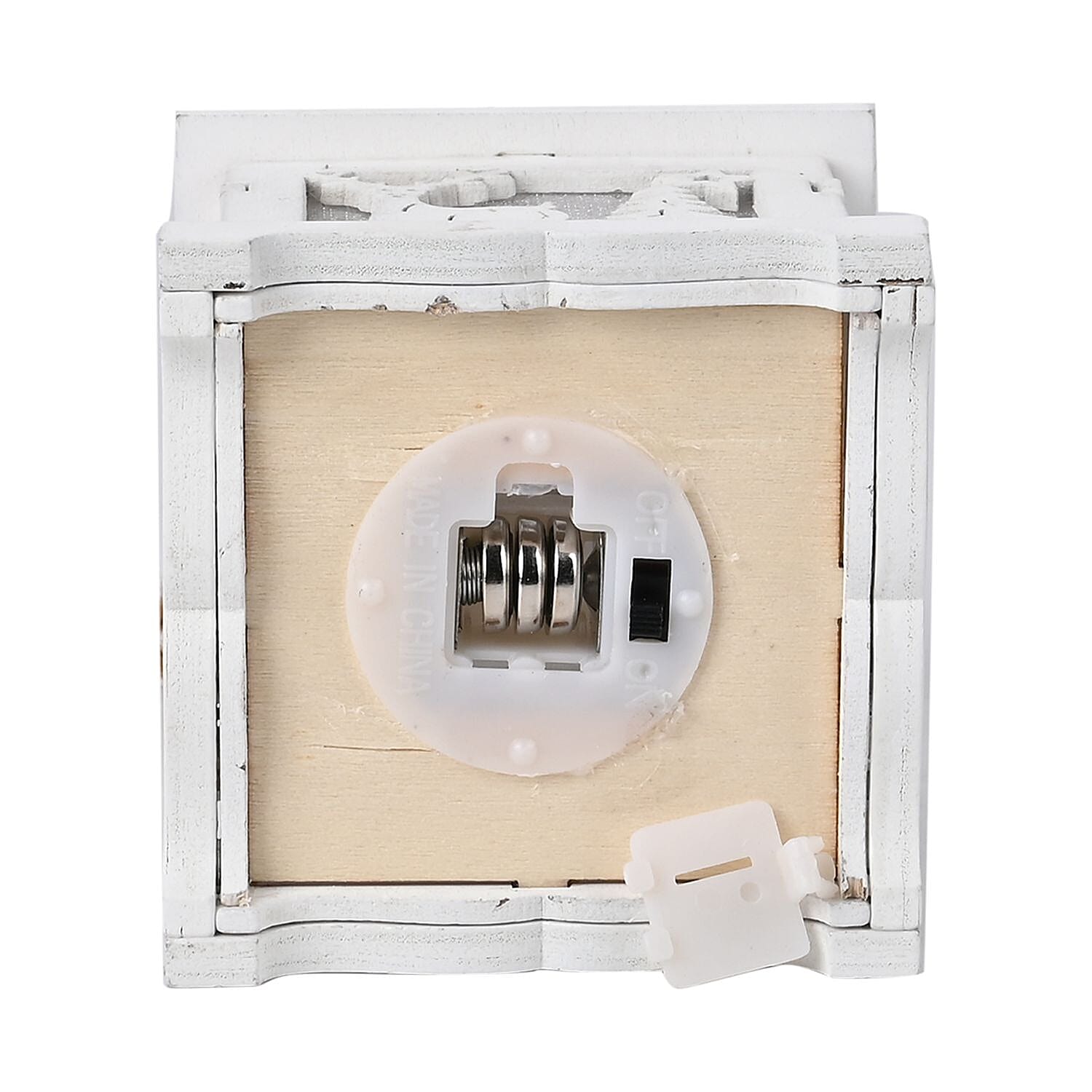 Set of 3 Hanging Christmas Wooden House with LED Warm Lights (Size 12x7x7 cm) - White