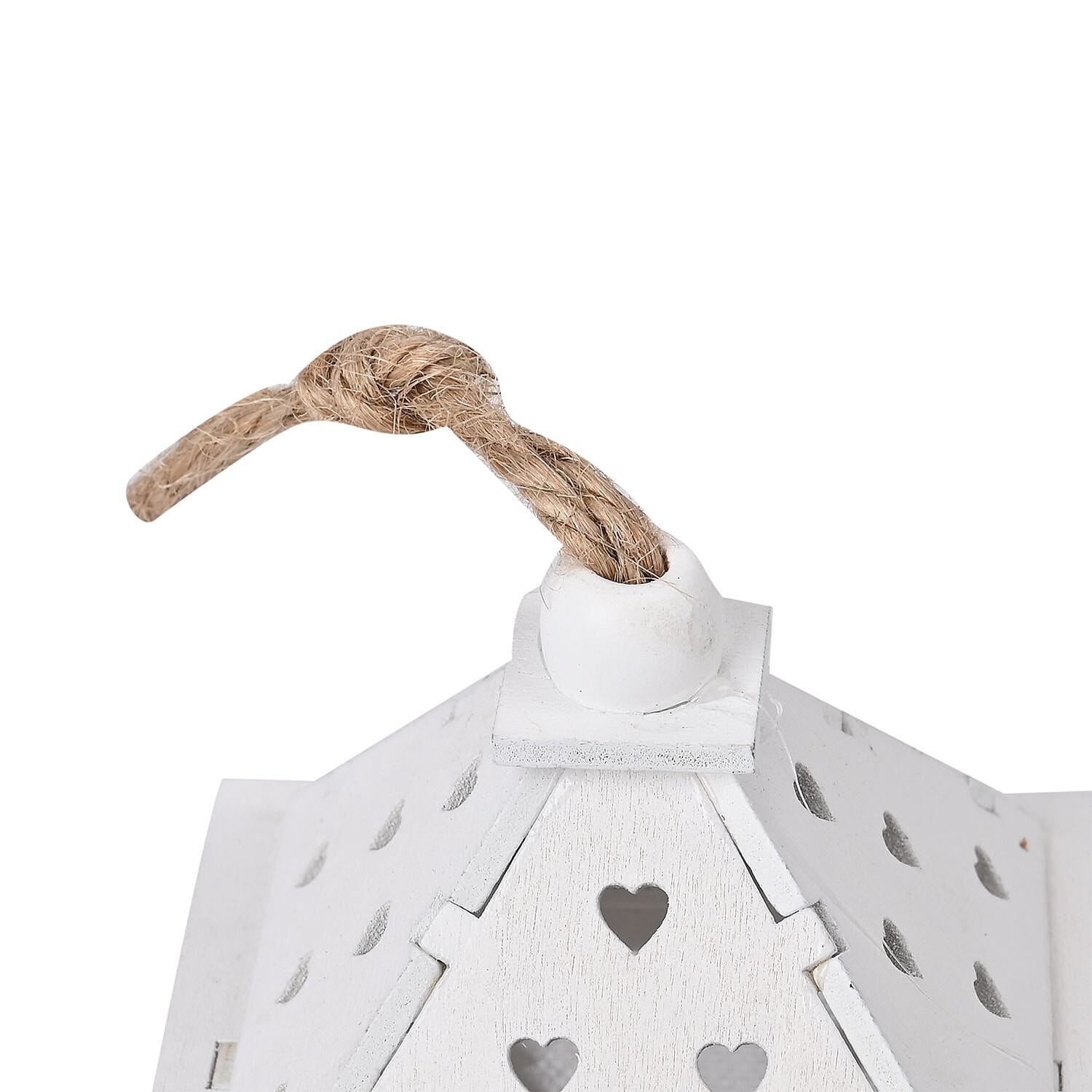 Set of 3 Hanging Christmas Wooden House with LED Warm Lights (Size 12x7x7 cm) - White