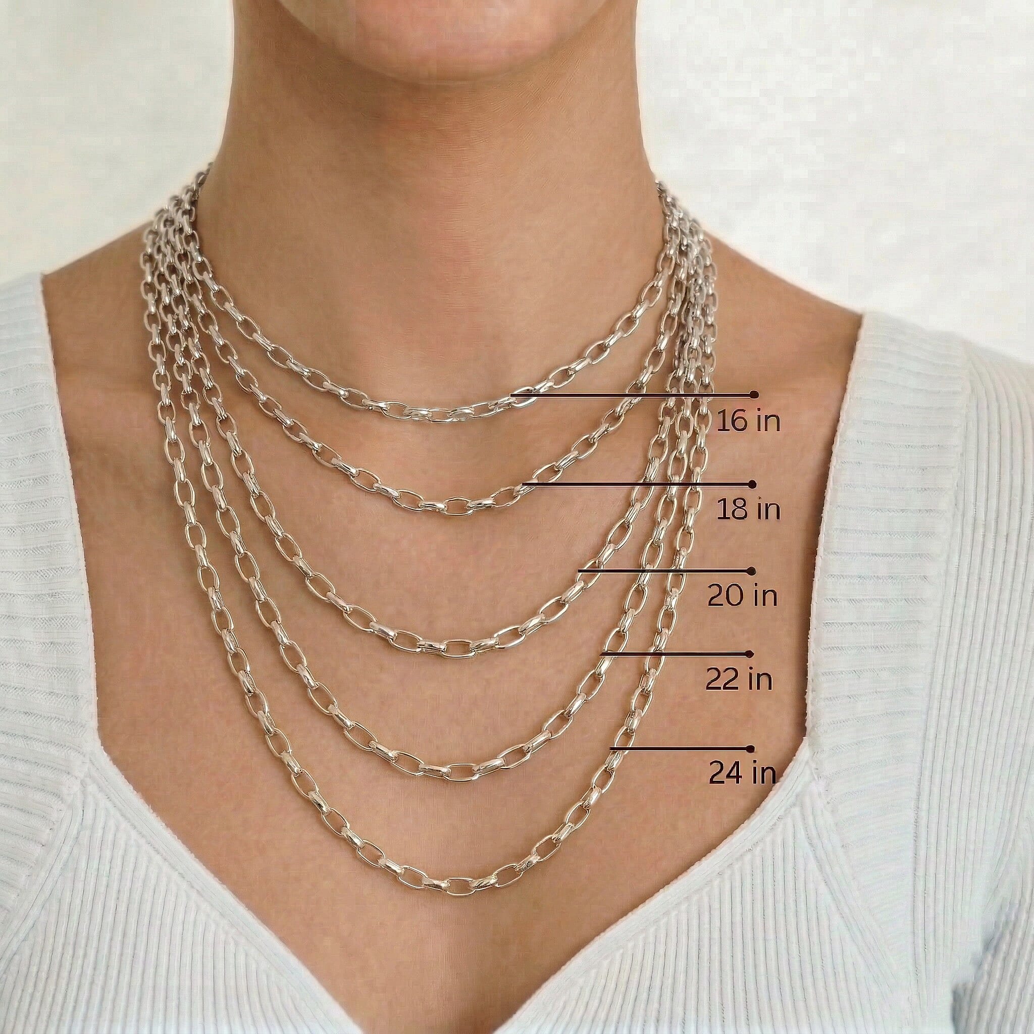 9K White Gold  Chain (Size - 22),  Gold Wt. 2.2 Gms
