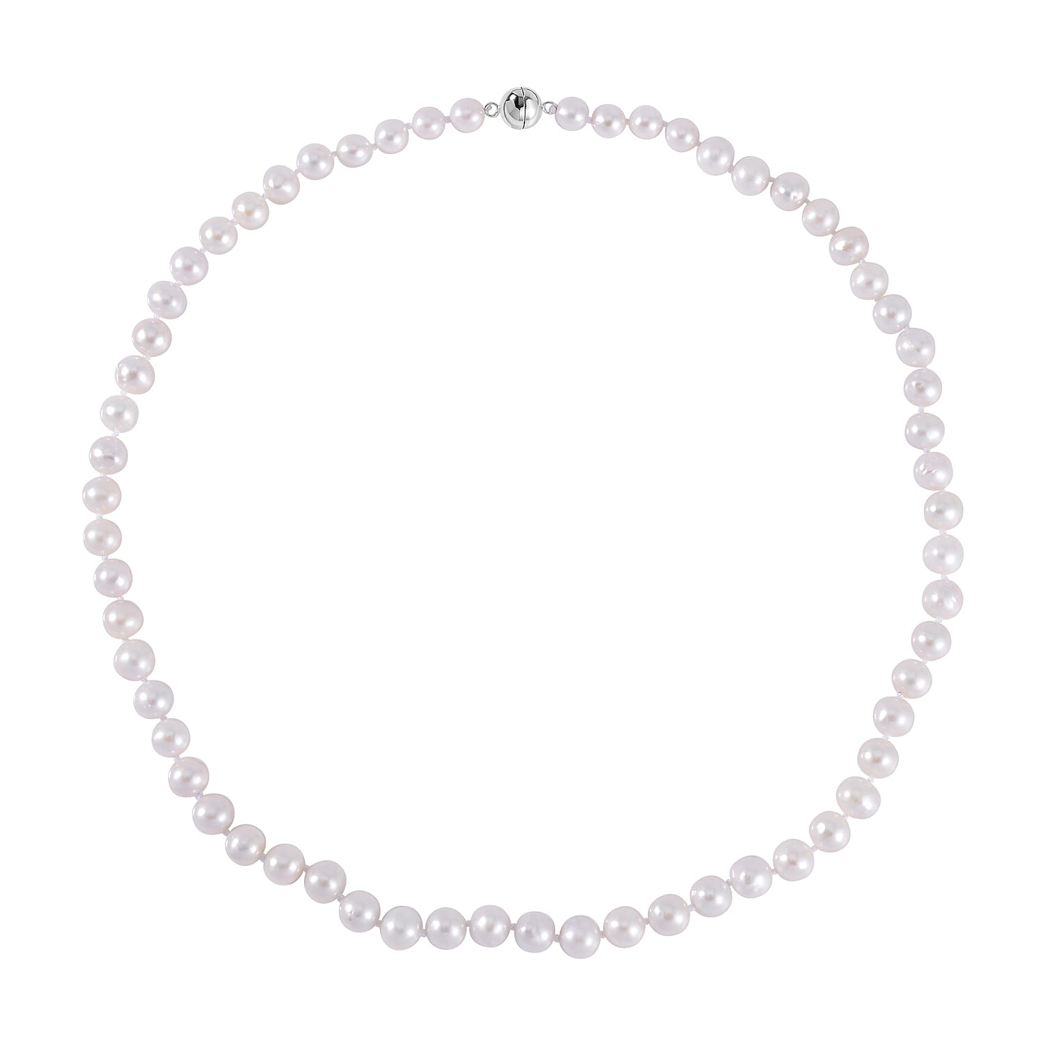 First Launch - Anhui Perfect Pearl Necklace (Size - 20) in Rhodium Overlay Sterling Silver