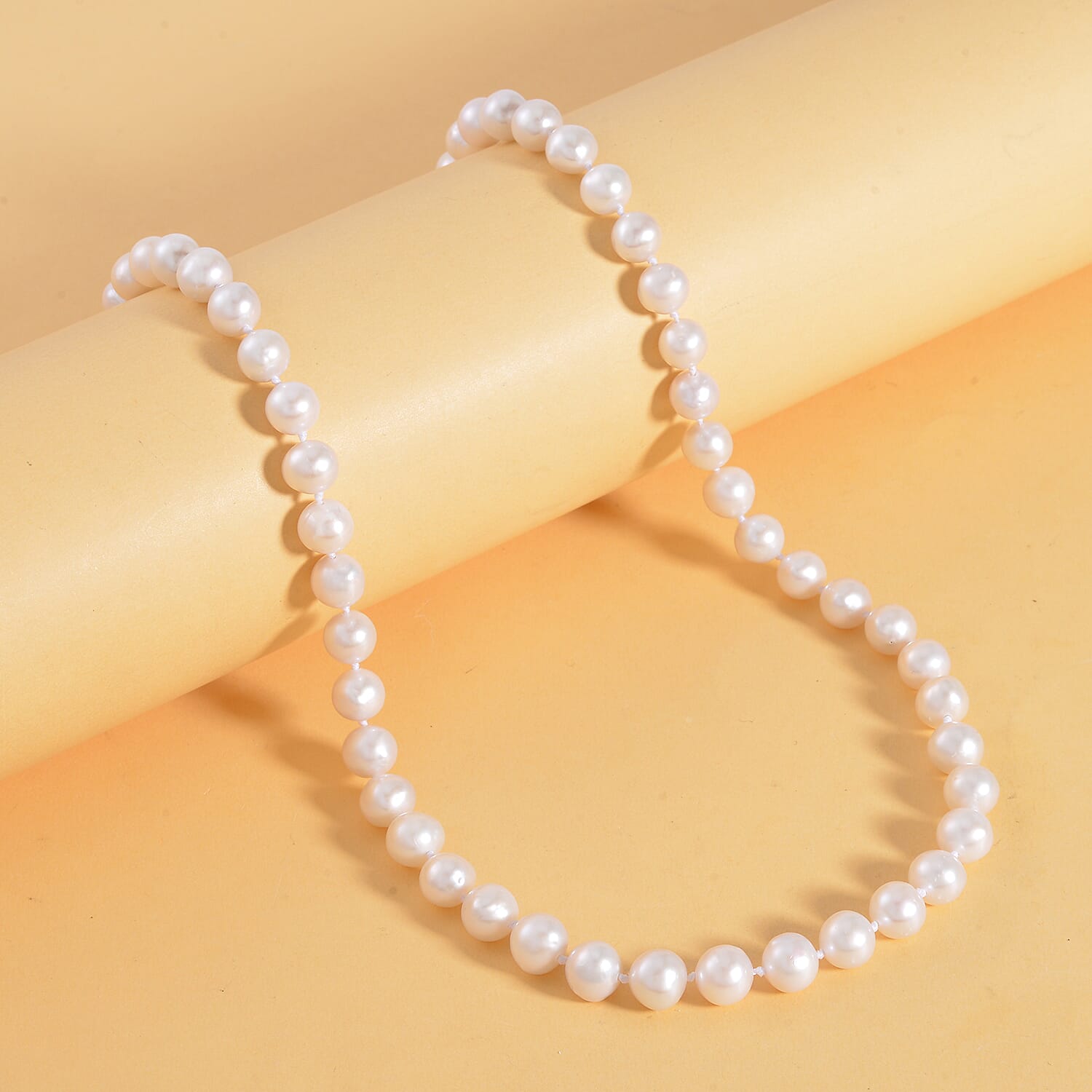 First Launch - Anhui Perfect Pearl Necklace (Size - 20) in Rhodium Overlay Sterling Silver