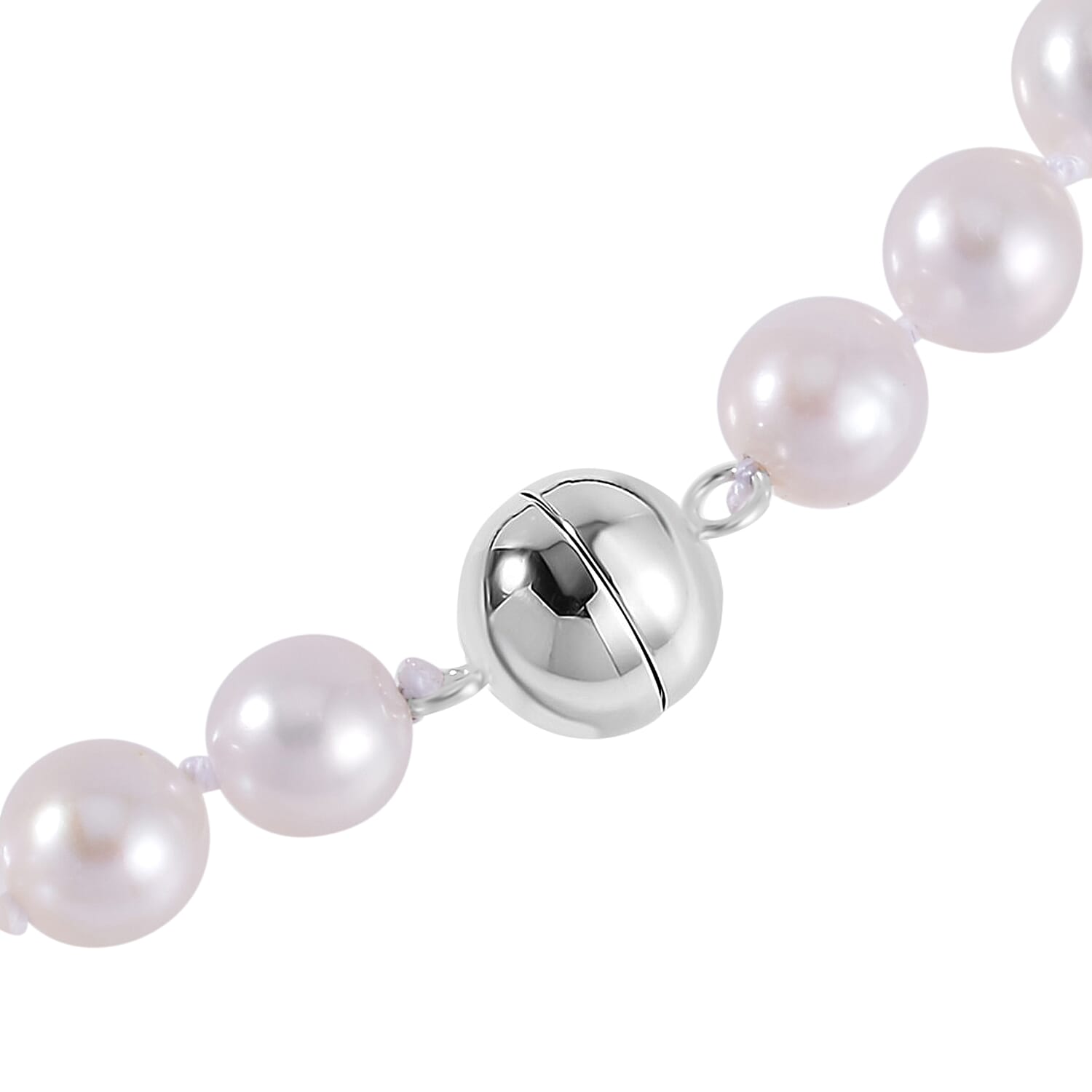 First Launch - Anhui Perfect Pearl Necklace (Size - 20) in Rhodium Overlay Sterling Silver
