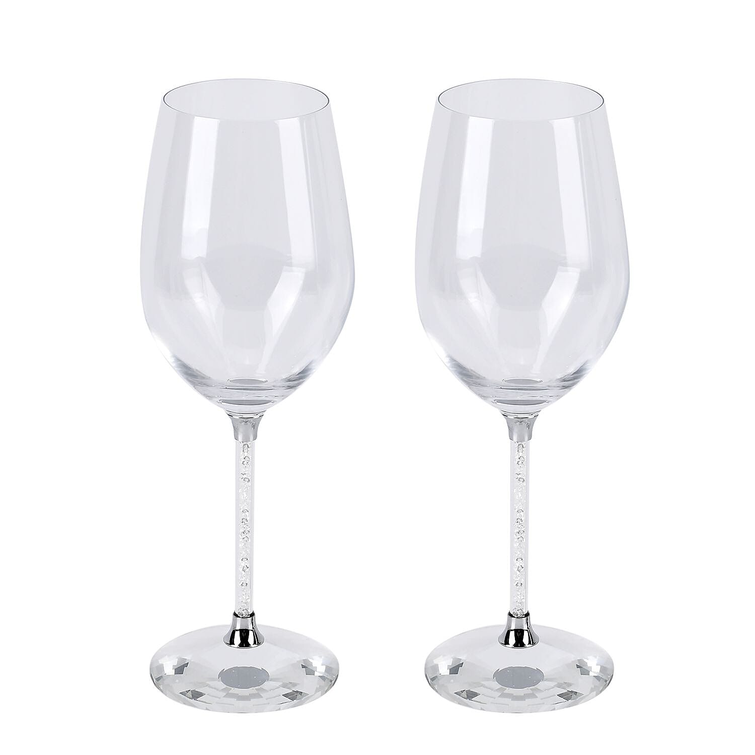 CloseOut Deal- 2 Elegant Golden Crystals Wine Glasses (Size 24x4x7 cm)