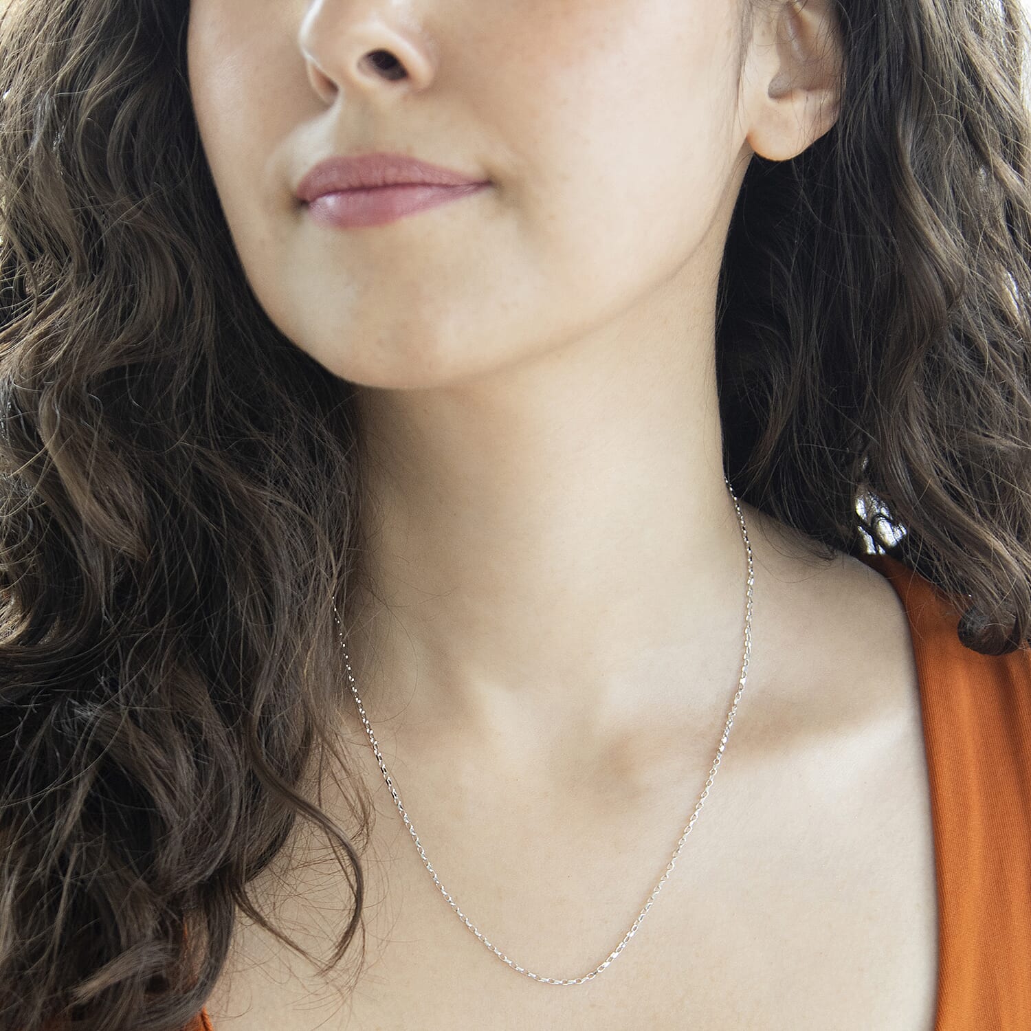 9K White Gold  Chain (Size - 18),  Gold Wt. 1.8 Gms