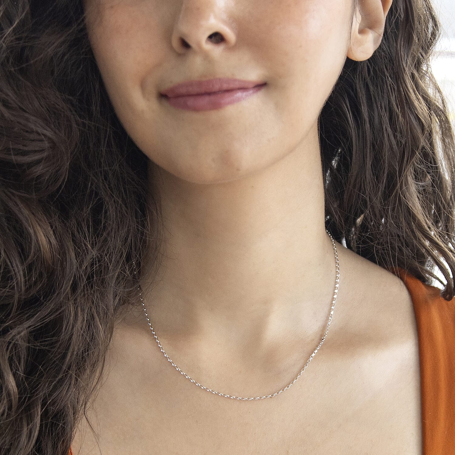 9K White Gold  Chain (Size - 16),  Gold Wt. 1.6 Gms