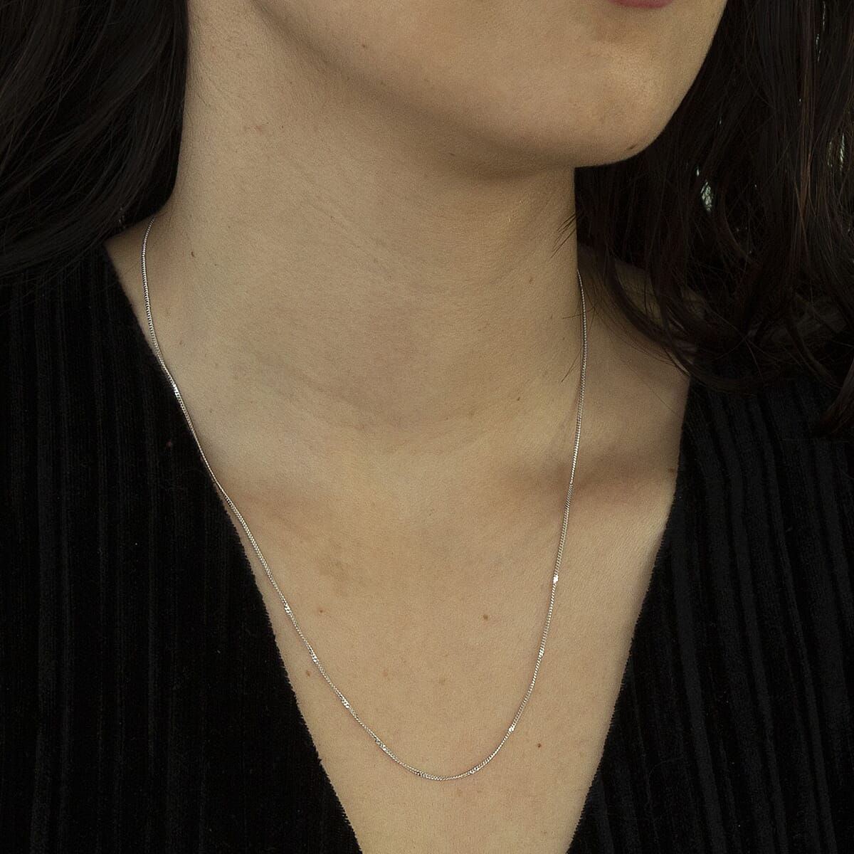 9K White Gold  Chain (Size - 18),  Gold Wt. 1.4 Gms