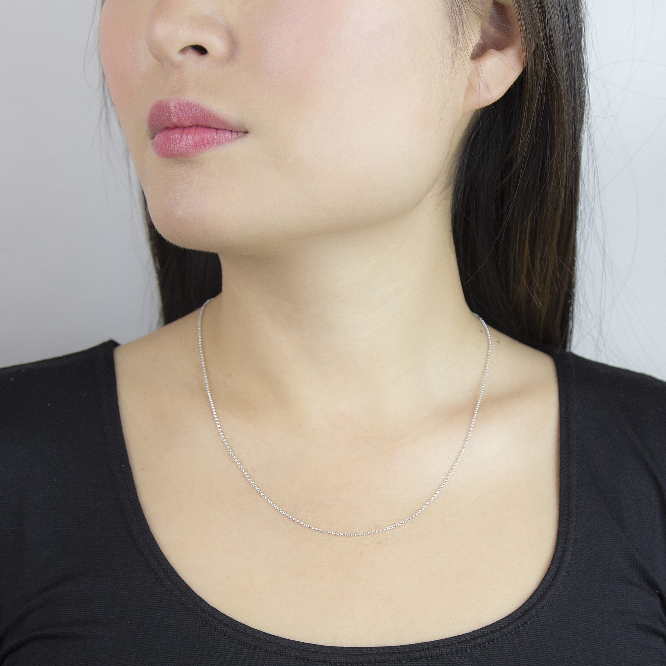 9K White Gold  Chain (Size - 18),  Gold Wt. 1.5 Gms