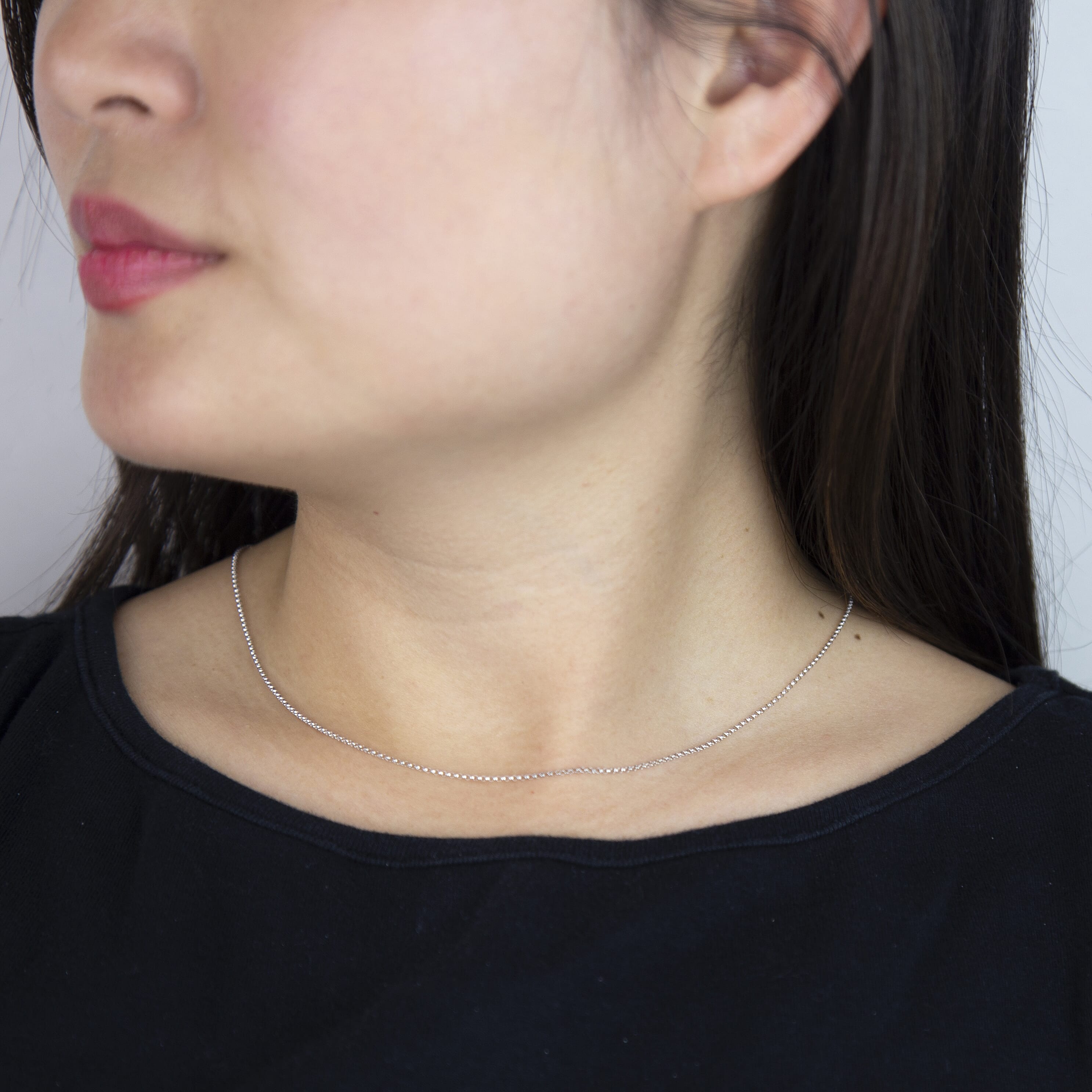 9K White Gold  Chain (Size - 16),  Gold Wt. 1.4 Gms