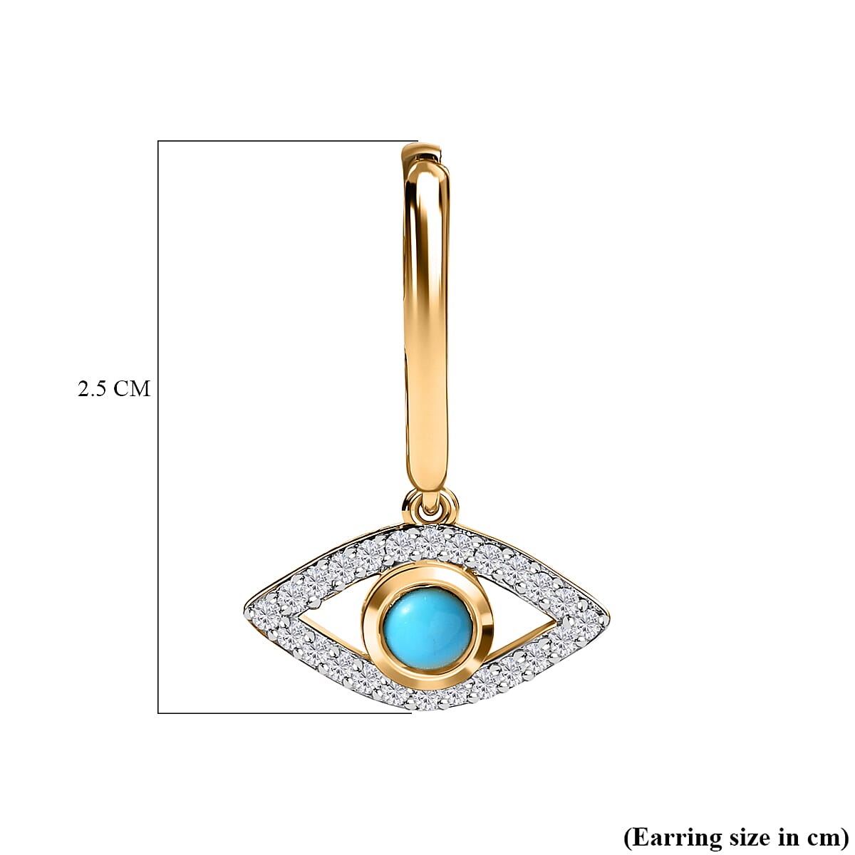 Arizona Sleeping Beauty Turquoise & Natural Zircon Dangle Earrings in 18K Vermeil Yellow Gold Plated Sterling Silver 1.10 Ct