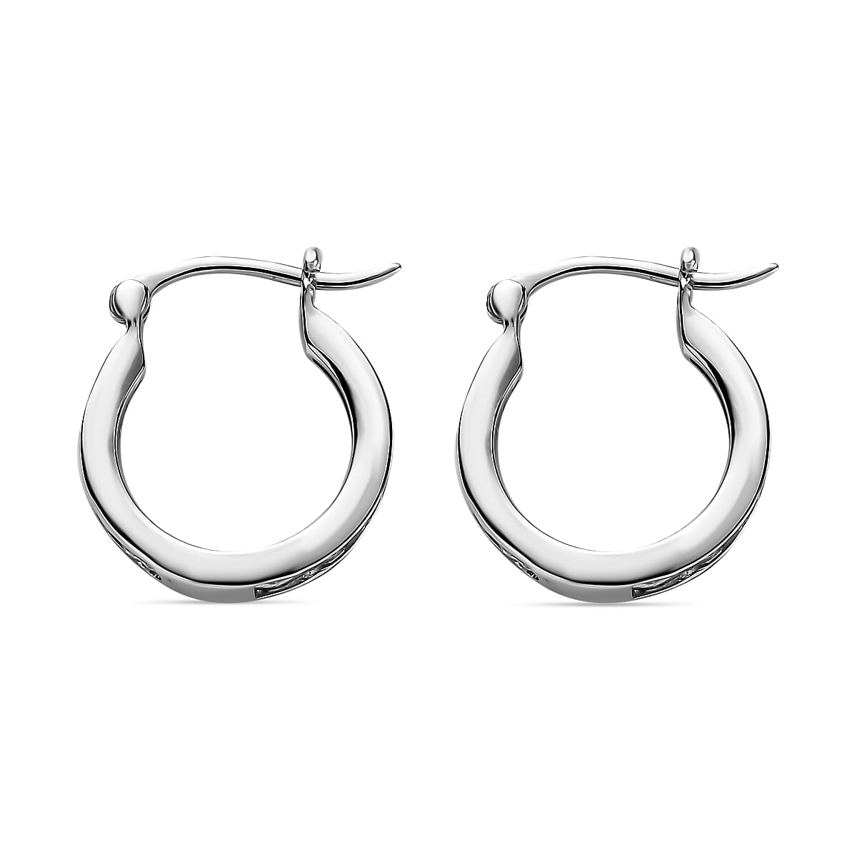 Moissanite Hoop Earrings in Platinum Overlay Sterling Silver, Silver Wt. 5.26 Gms