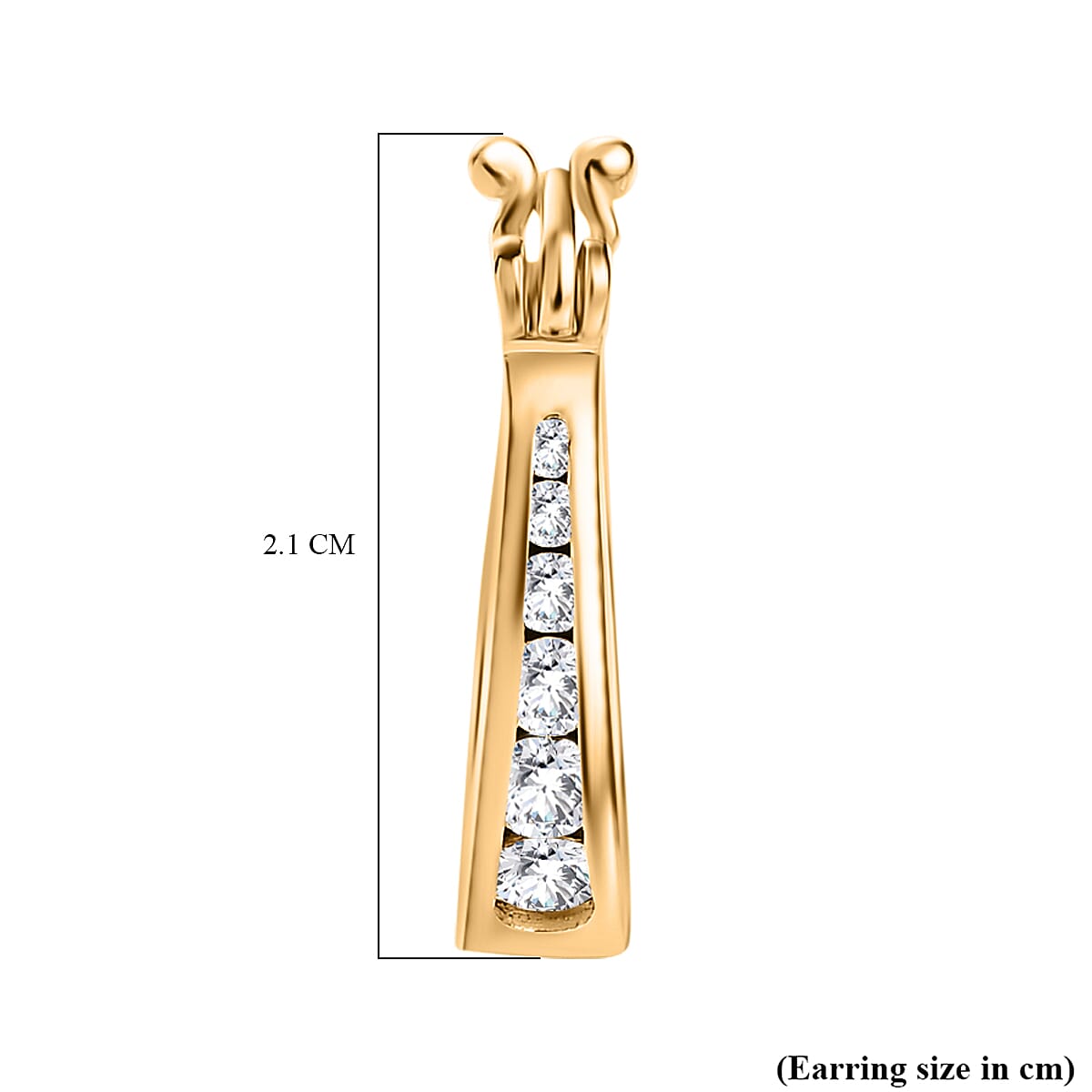 Moissanite Hoop Earrings in 18K Vermeil Yellow Gold Plated Sterling Silver, Silver Wt. 5.26 Gms