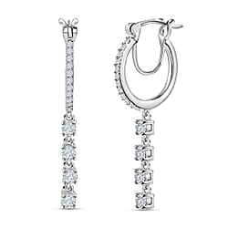 Moissanite J Hoop Half Hoop Earring in 18K Vermeil Yellow Gold Plated Sterling Silver