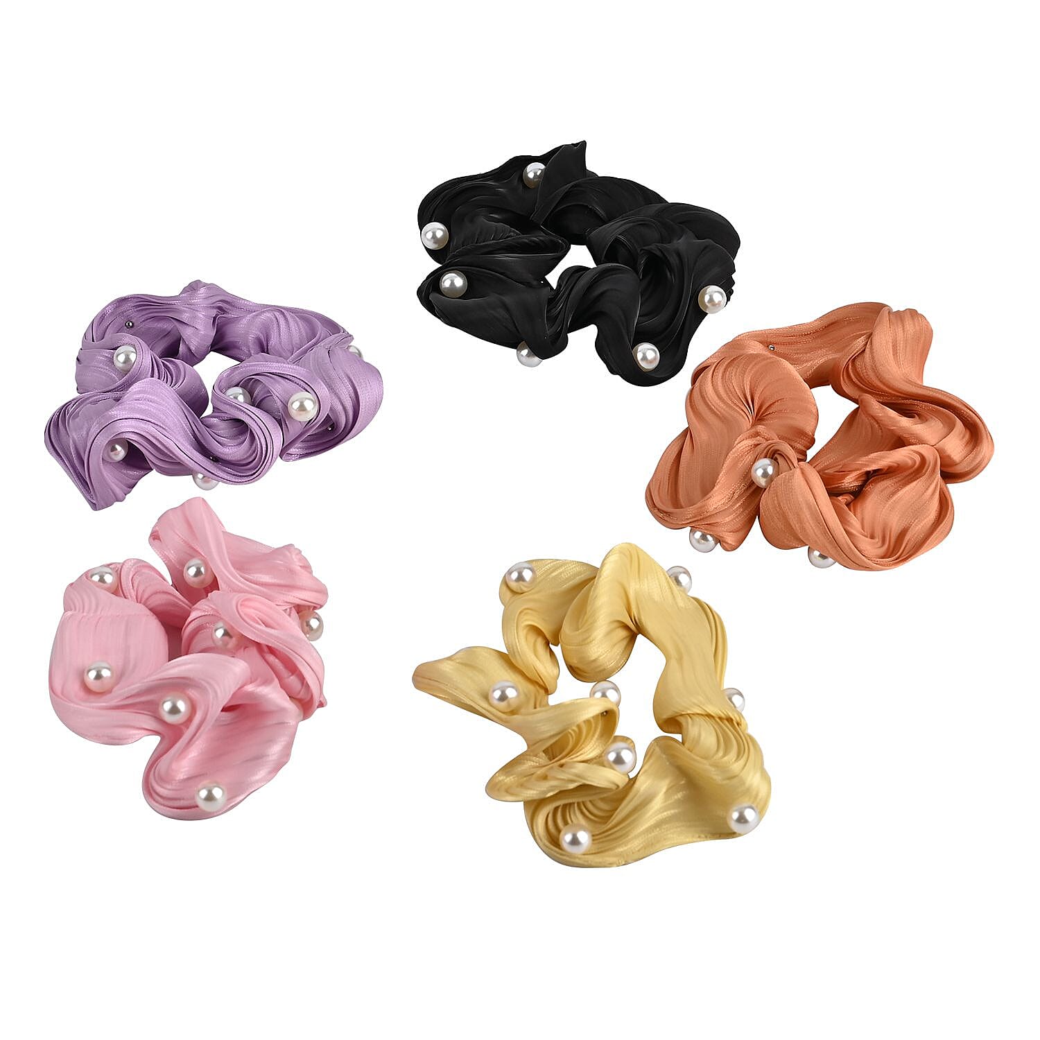 Set of 10 Assorted Embellished Hair Scunchies