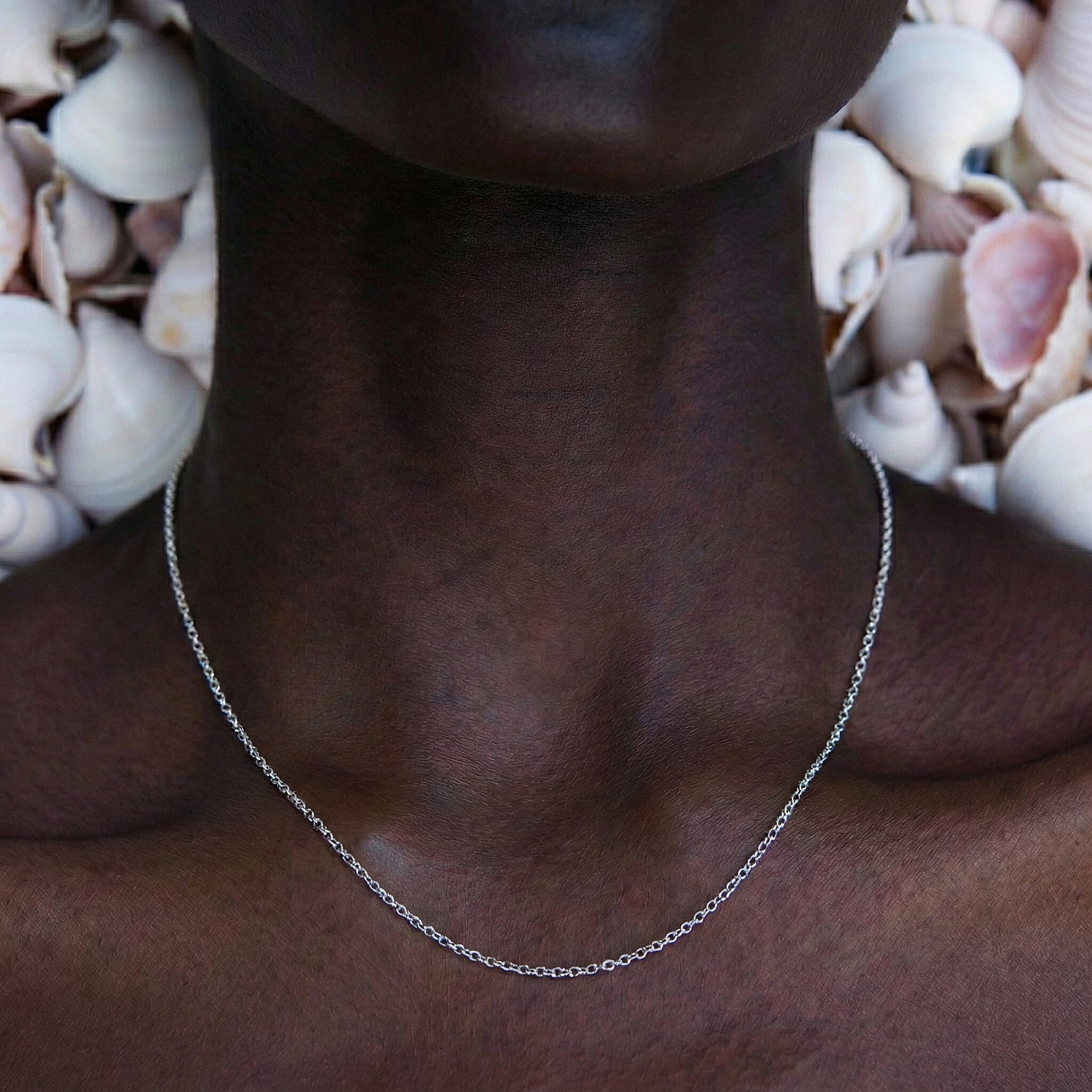 9K White Gold  Chain (Size - 18),  Gold Wt. 1.1 Gms