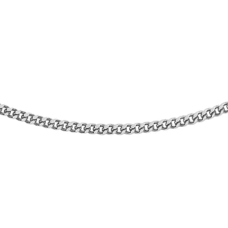 Diamond Cut Curb Chain 16 Inch in 9K White Gold
