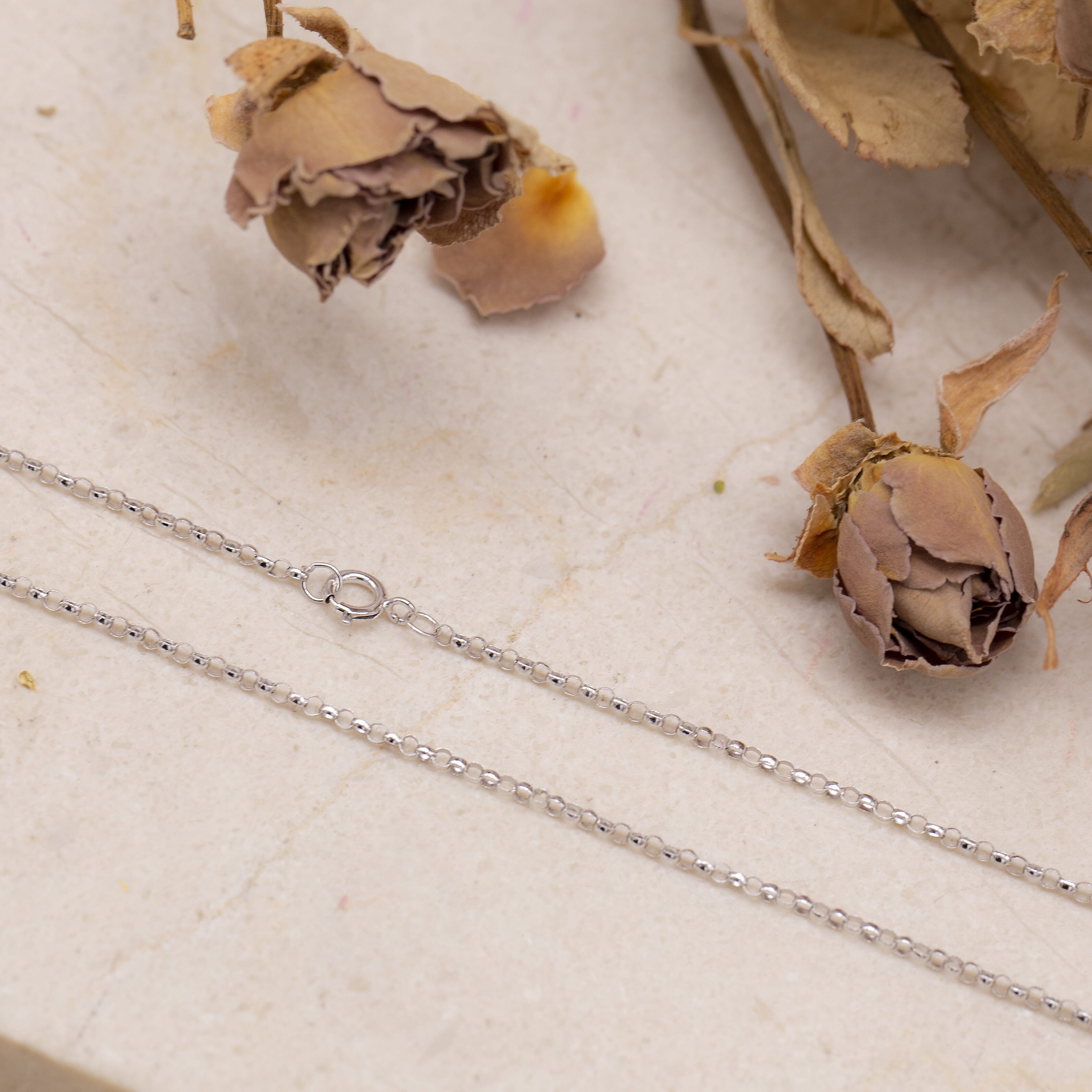 9K White Gold  Chain (Size - 16),  Gold Wt. 0.94 Gms