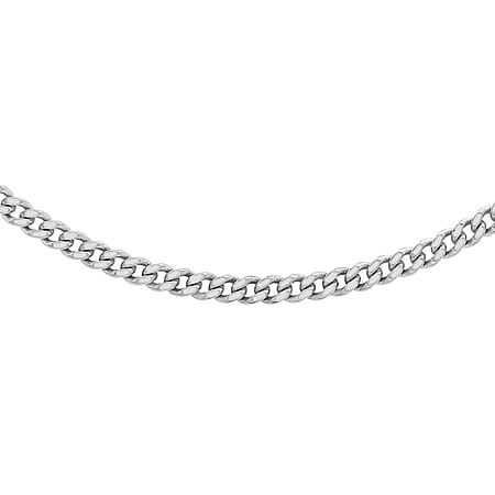 Diamond Cut Curb Chain 20 Inch in 9K White Gold