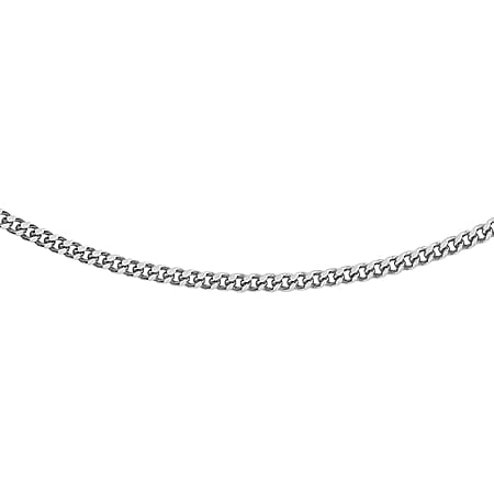 Diamond Cut Curb Chain 22 Inch in 9K White Gold