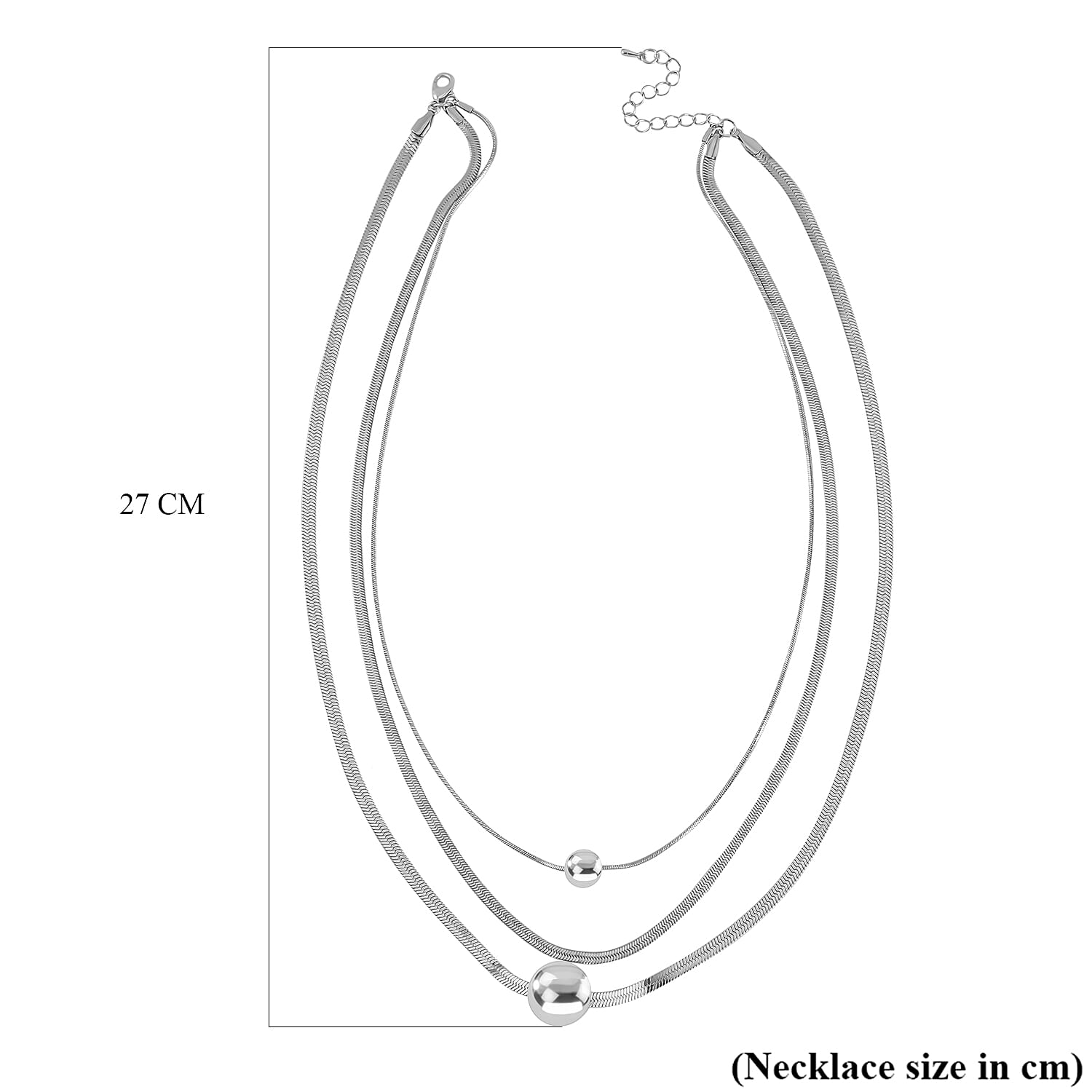 Ball Shell Pearl Lariat Pattern Necklace (Size - 20) in Silver Tone