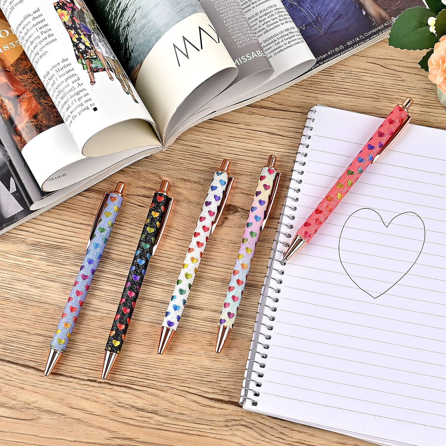  Set of 5 Pens with 5 pcs Replacement Ink