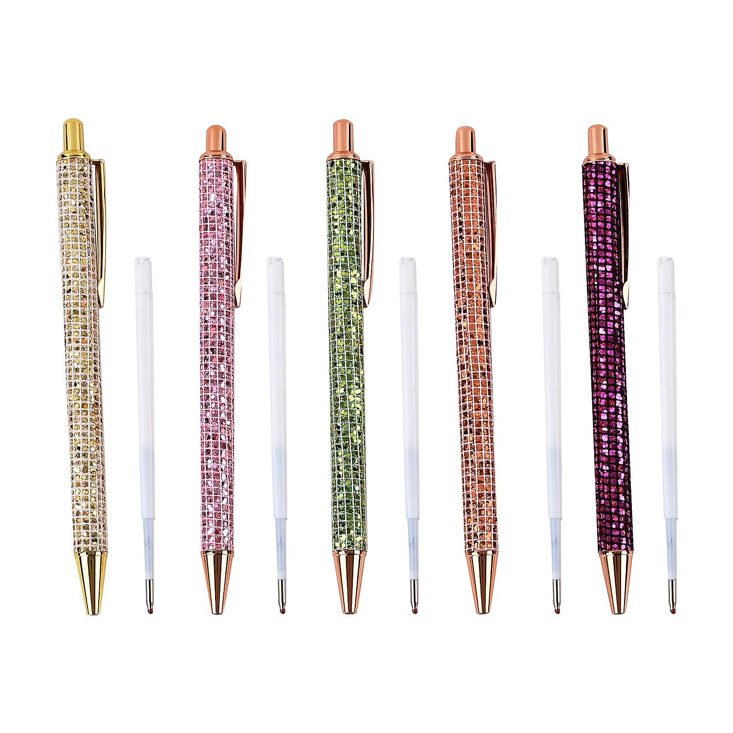 Set of 5 Pens with 5 Blue Refill - Sparkle