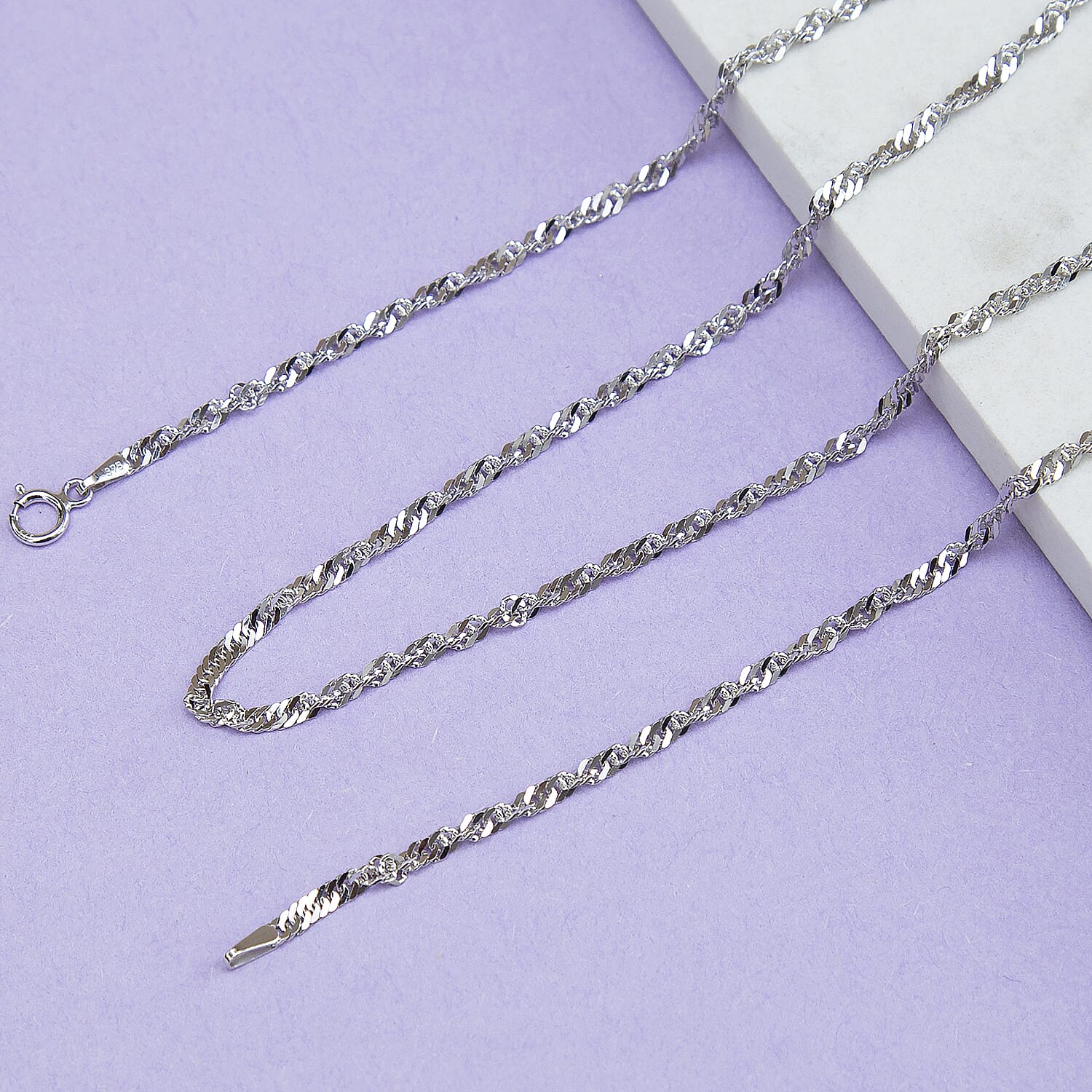 9K White Gold  Chain (Size - 18),  Gold Wt. 3.6 Gms