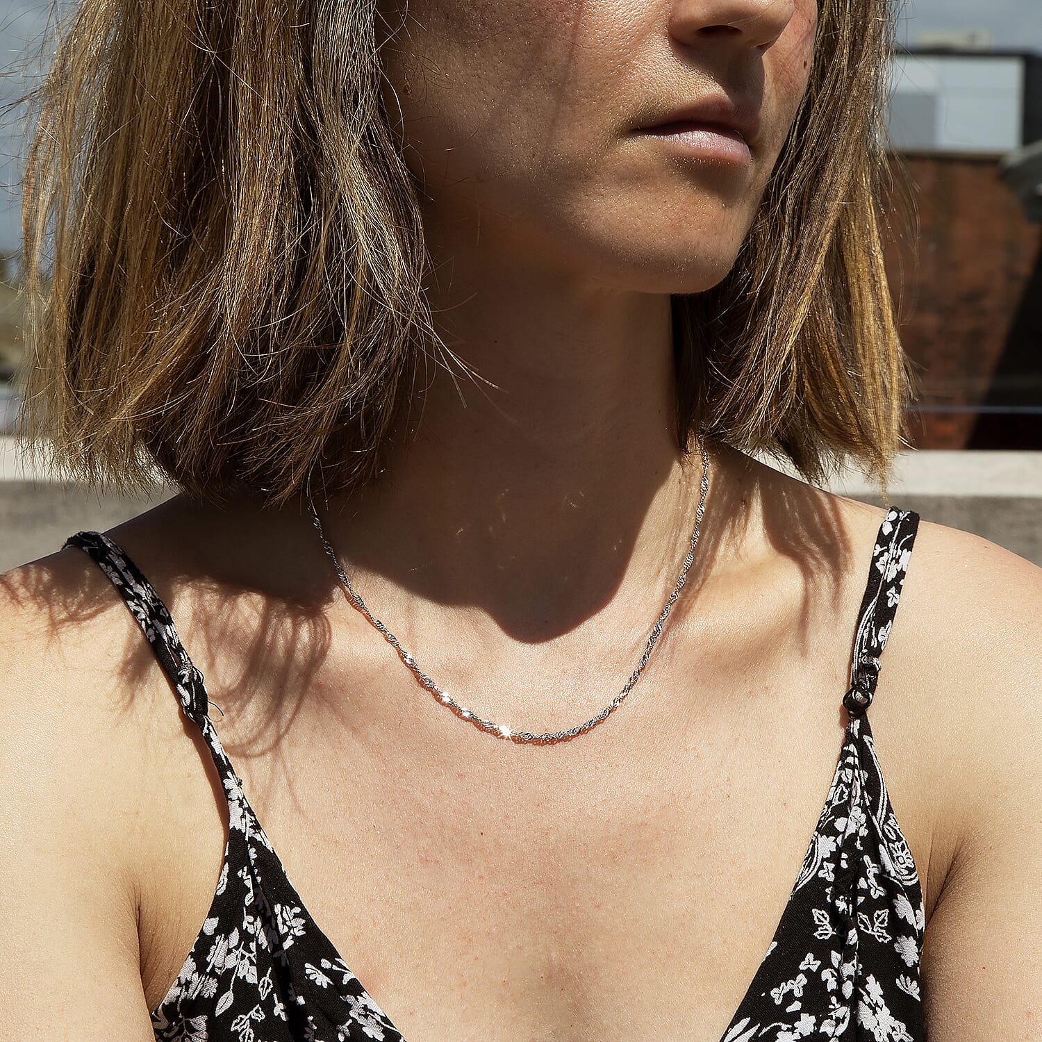 9K White Gold  Chain (Size - 18),  Gold Wt. 3.6 Gms