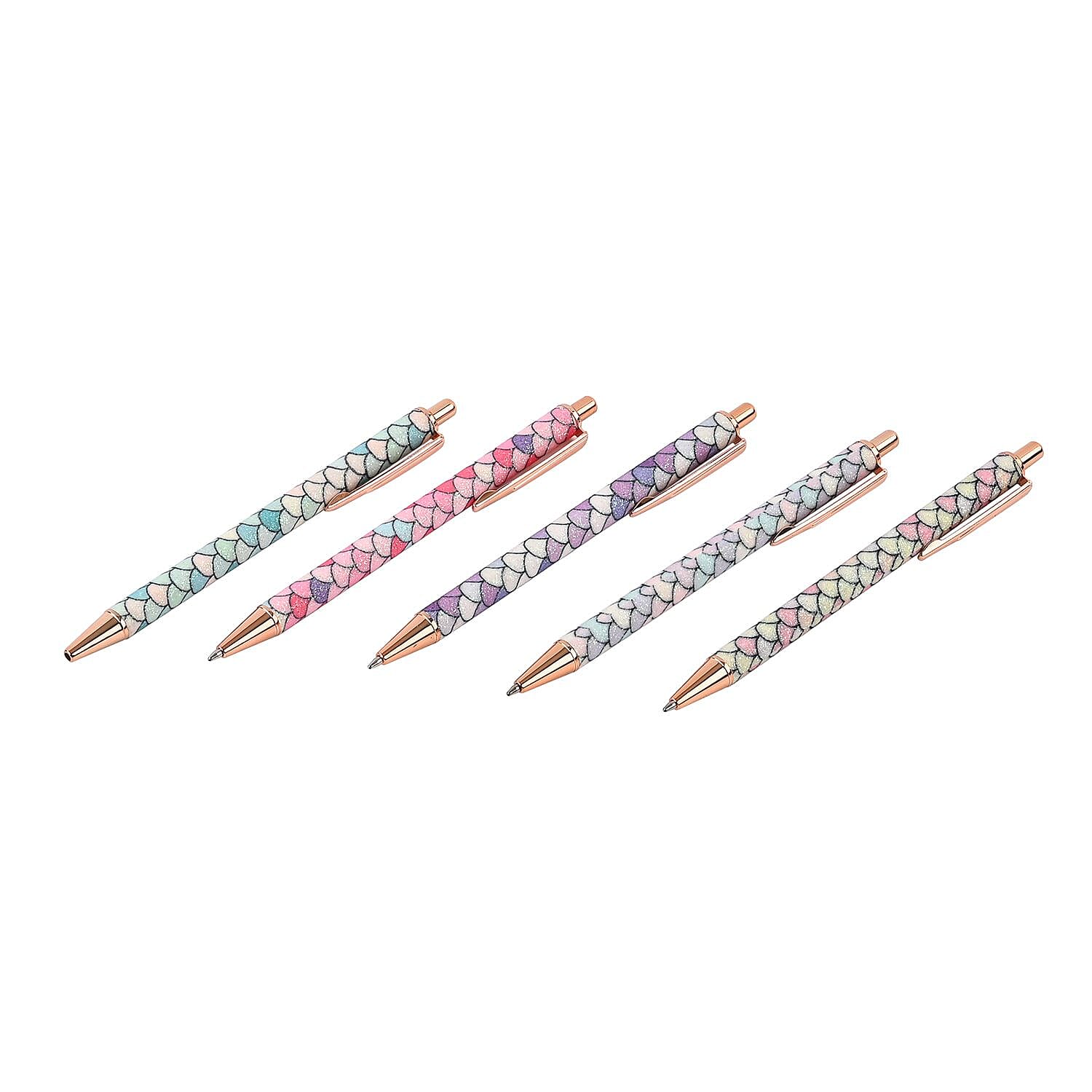 Exquisite Set of 5 Pens with 5 Blue Replacement Ink - Mermaid