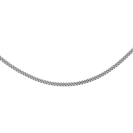 Diamond Cut Curb Chain 24 Inch in 9K White Gold