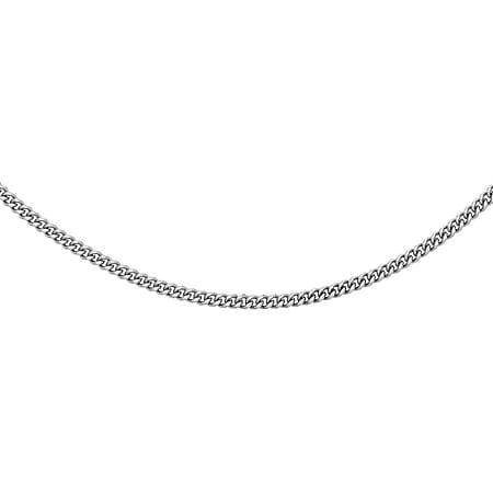 Diamond Cut Curb Chain 18 Inch in 9K White Gold