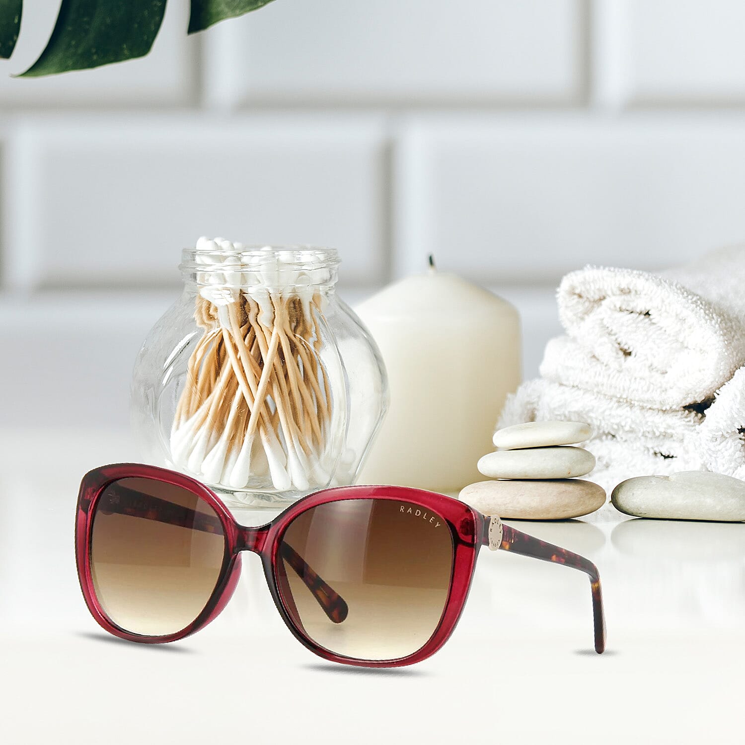 Radley Womens Square Over Sized Metal Trim Sunglasses - Red