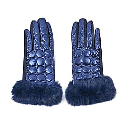 Metallic Coloured Quilting Gloves with Faux Fur Cuff