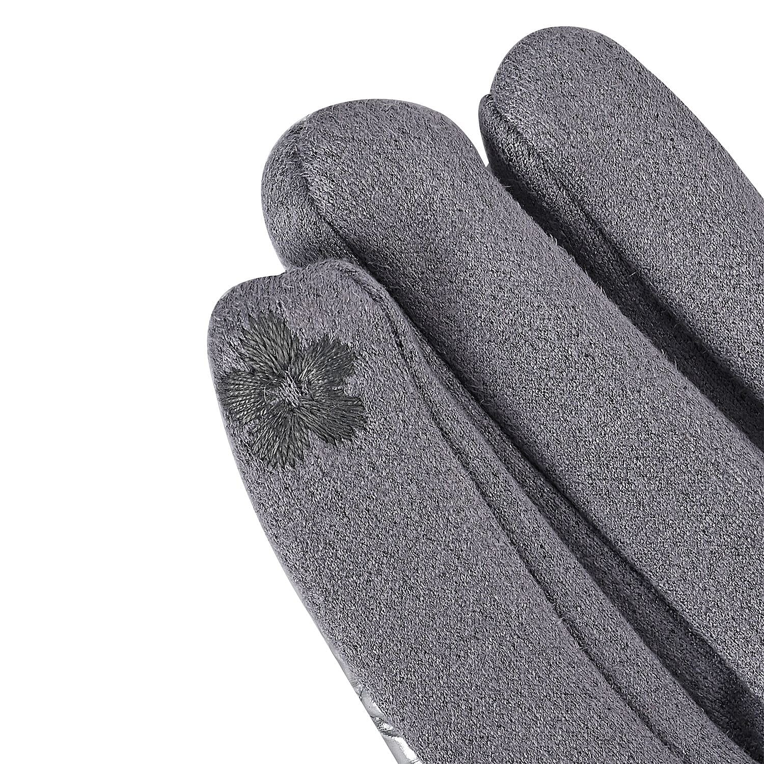 Quilting Gloves With Faux Fur Cuff & Screen Touch Mode - Light Grey