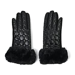 Metallic Coloured Quilting Gloves with Faux Fur Cuff