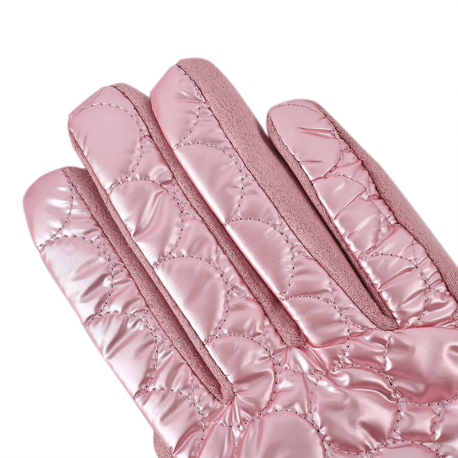 Quilting Gloves With Faux Fur Cuff & Screen Touch Mode - Baby Pink