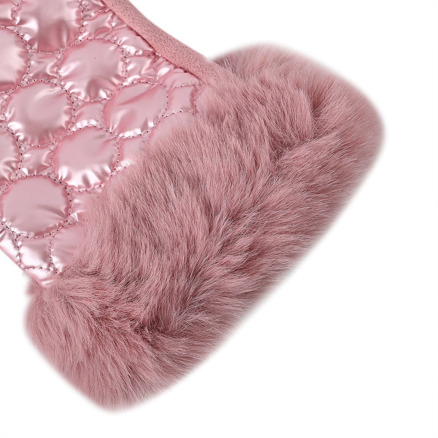 Quilting Gloves With Faux Fur Cuff & Screen Touch Mode - Baby Pink