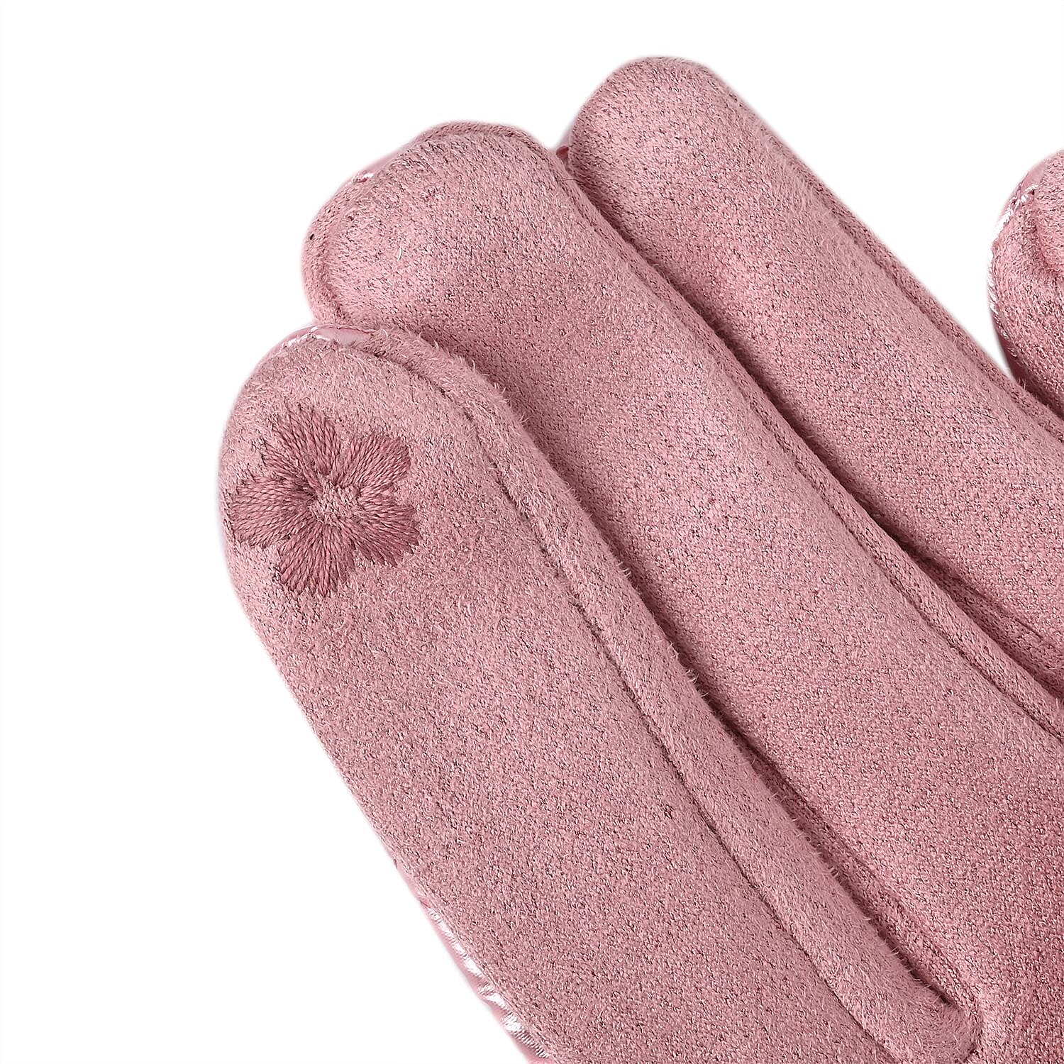 Quilting Gloves With Faux Fur Cuff & Screen Touch Mode - Baby Pink